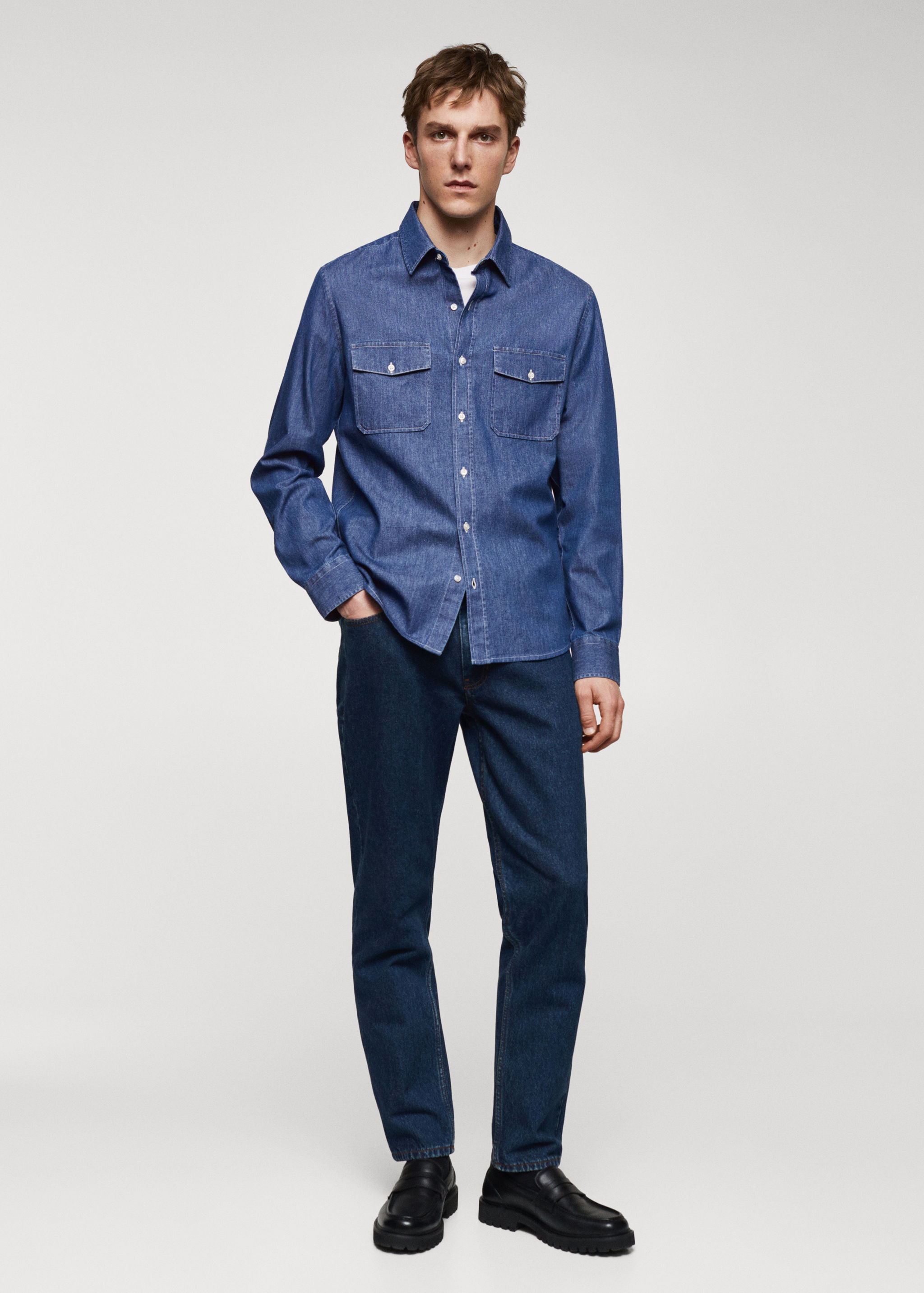 Denim-Overshirt mit Taschen - Allgemeine Ansicht