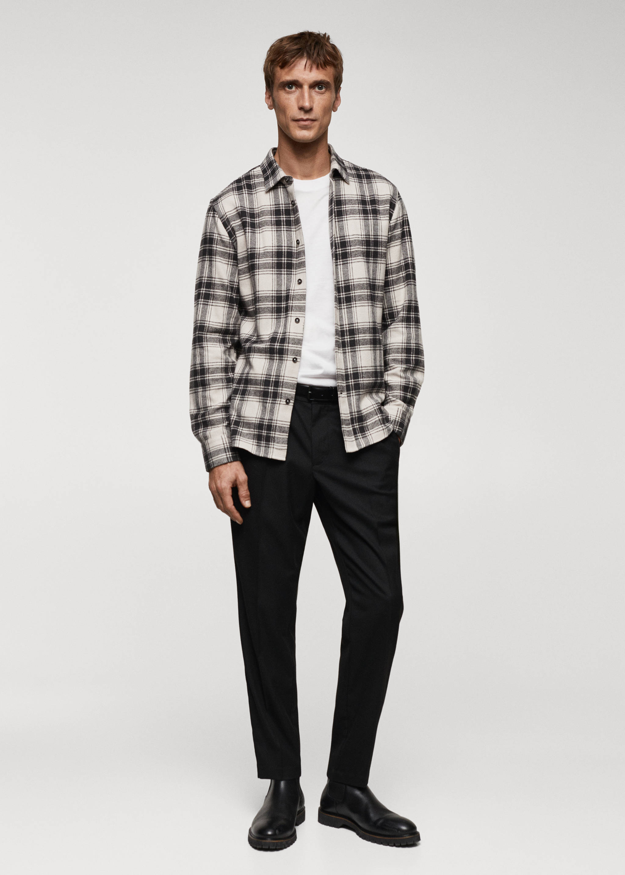 Regular fit checked flannel shirt - General plane