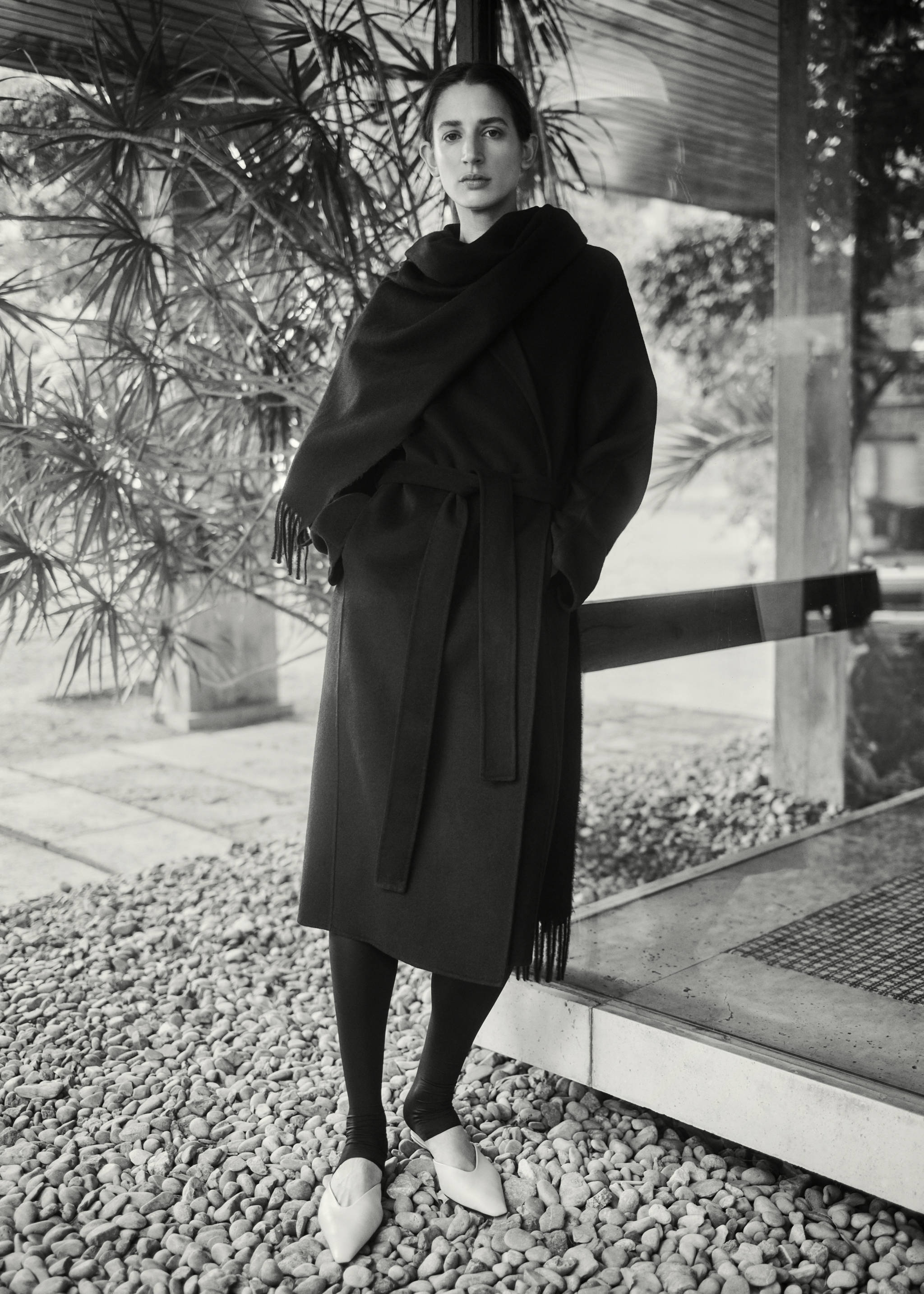 Kabát handmade s páskem - Detail zboží 6, Černá. Ref: 67080643-00.