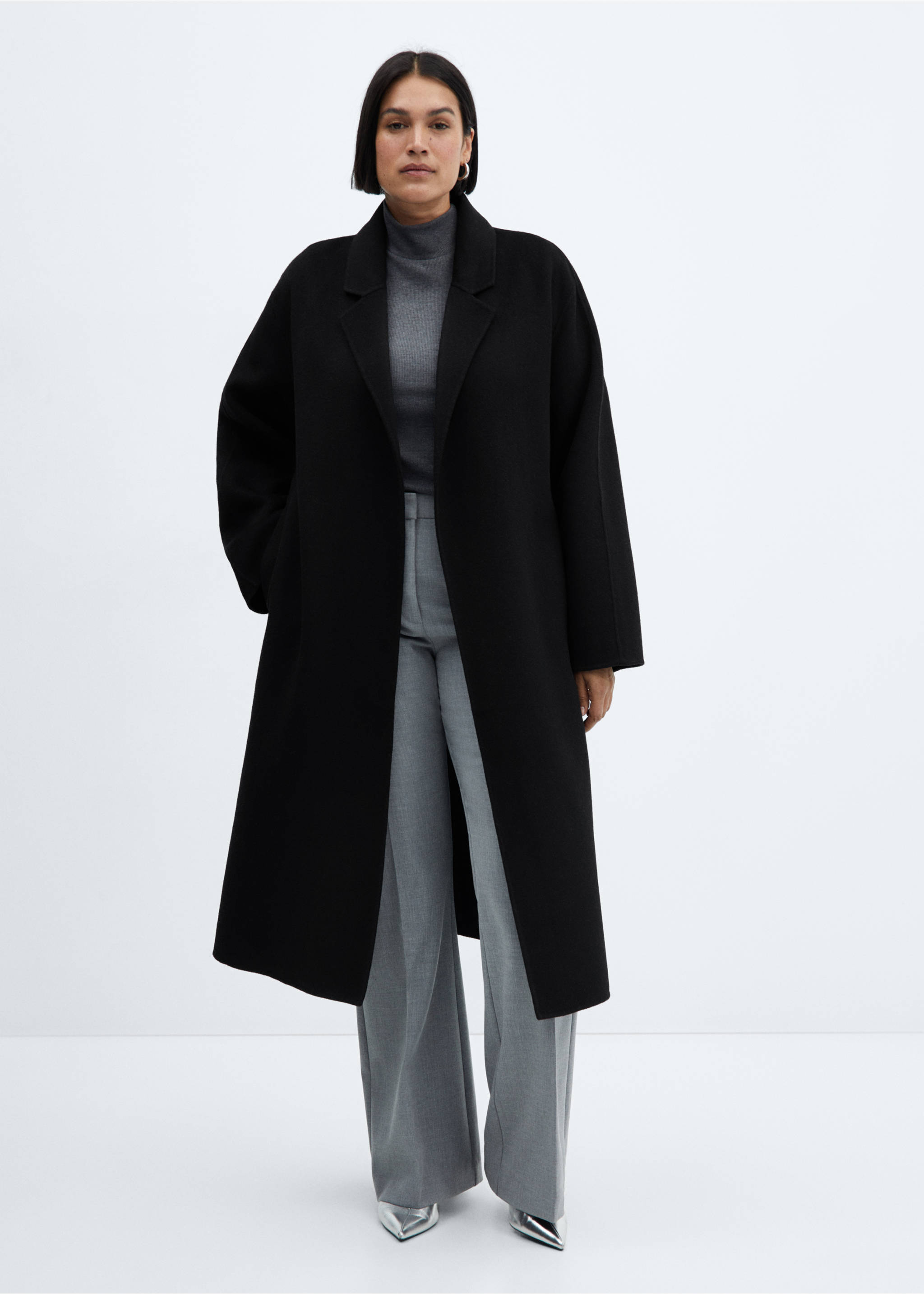 Kabát handmade s páskem - Detail zboží 3, Černá. Ref: 67080643-00.