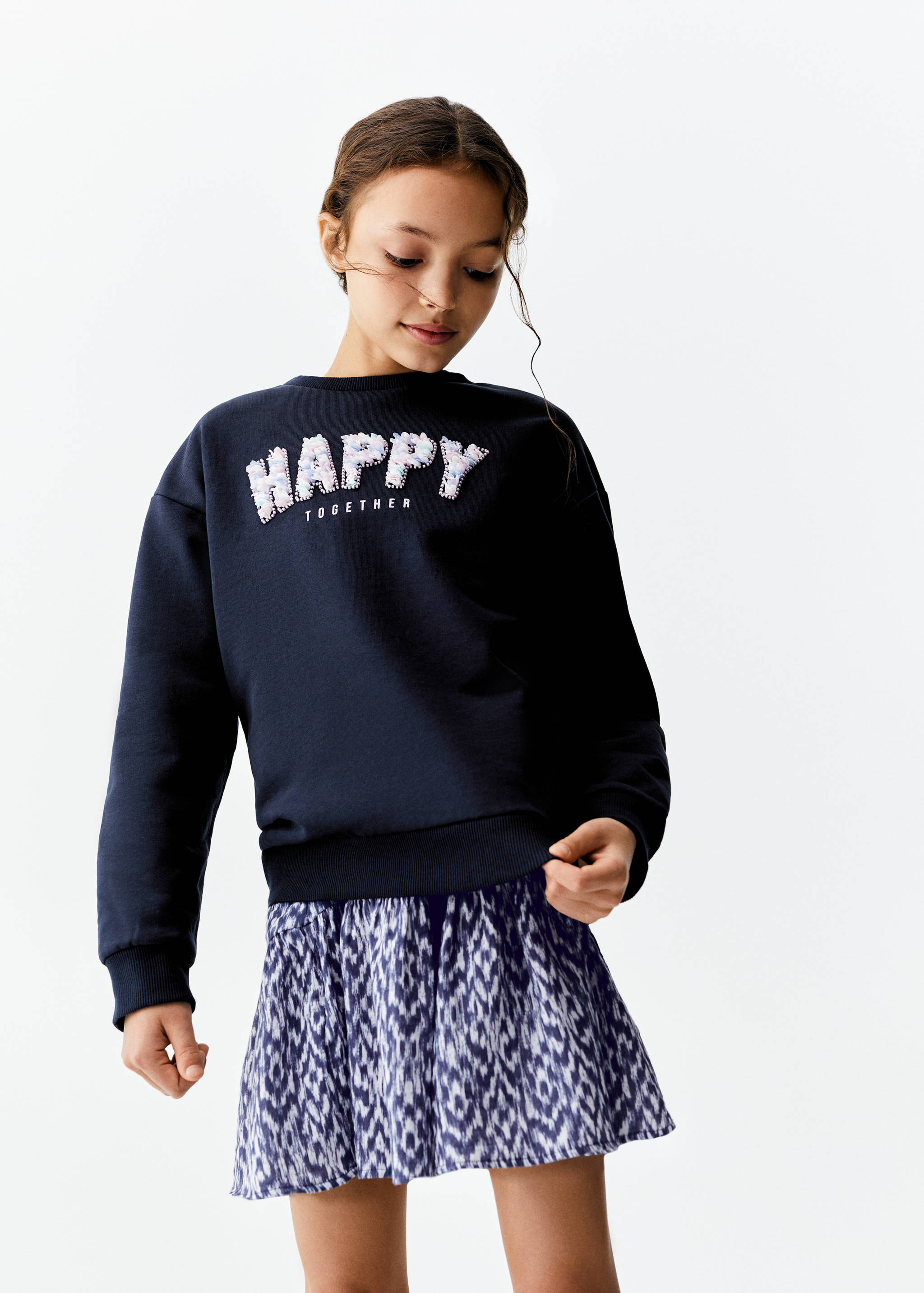 Sweatshirt mit aufgesticktem Schriftzug - Mittlere Ansicht