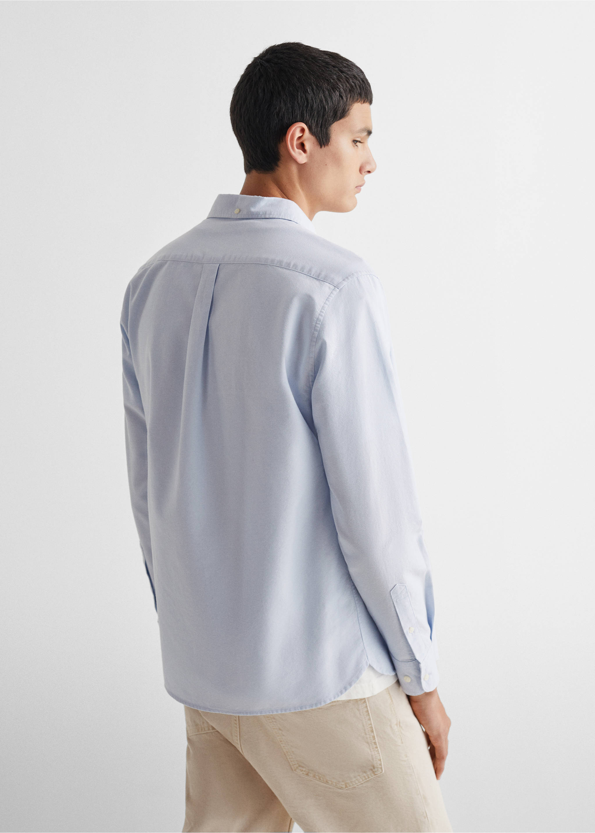 Chemise oxford unisexe - Verso de l’article, Bleu ciel. Ref: 67080649-00.