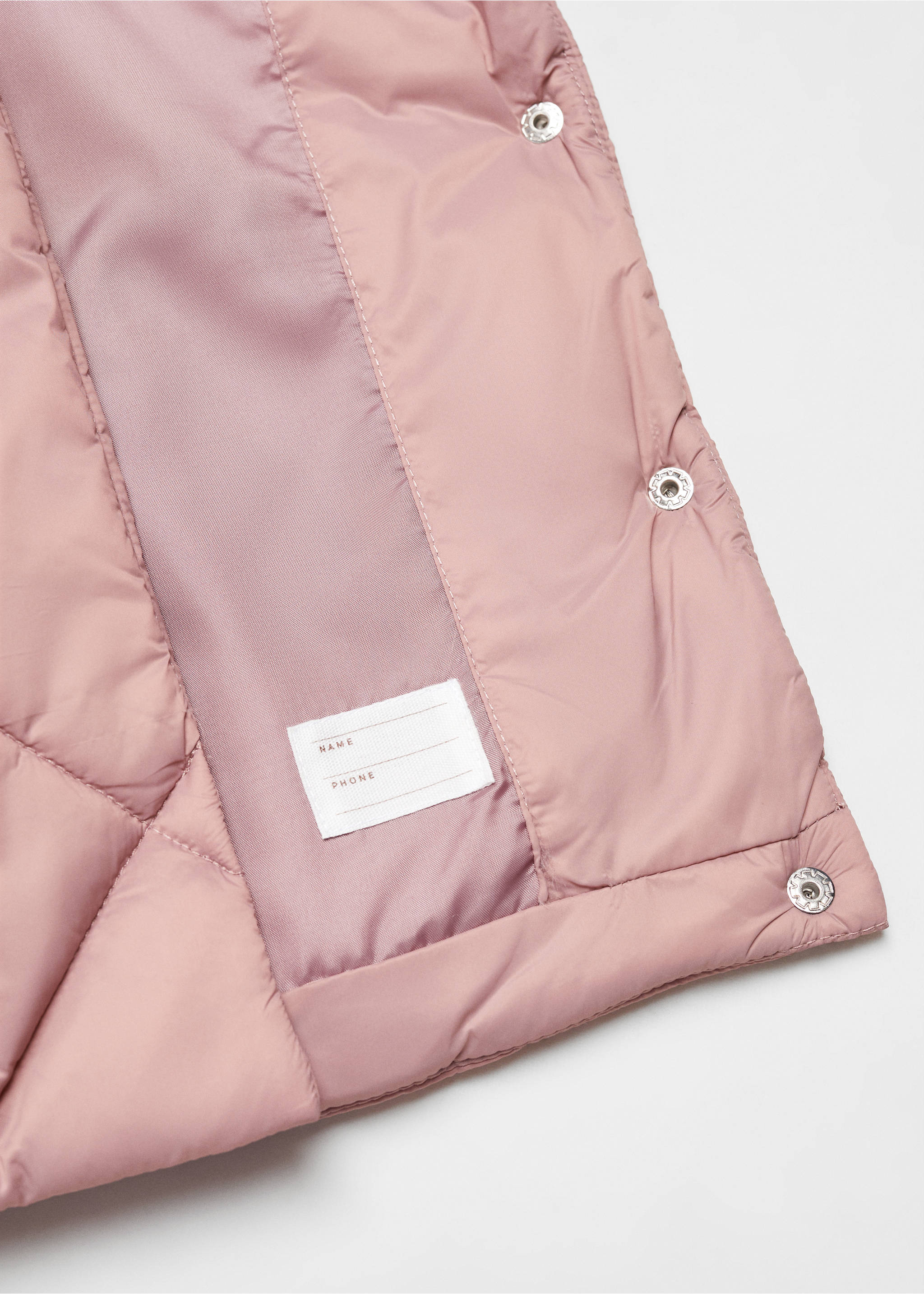 Quilted jacket - Details of the article 8, Pink. Ref: 67080656-00.