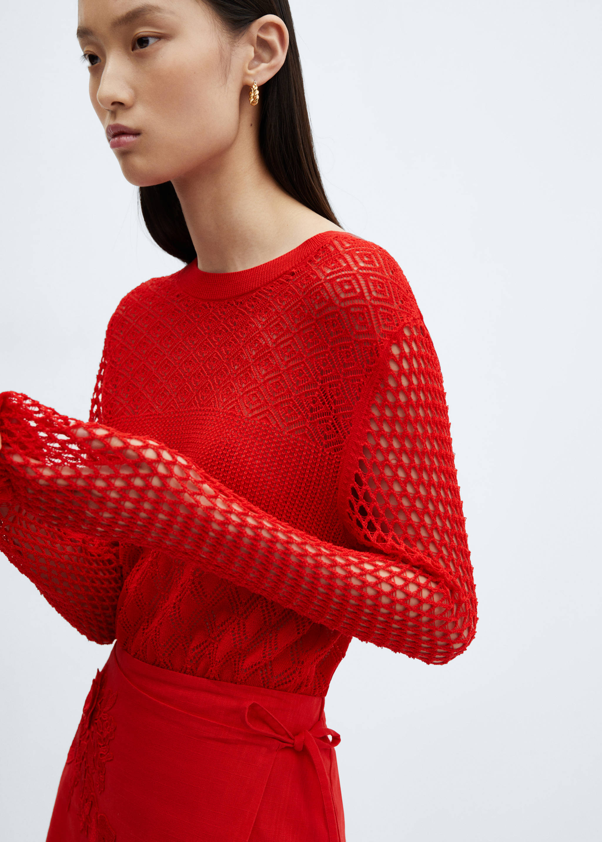 Knitted sweater with openwork details - Details of the article 3