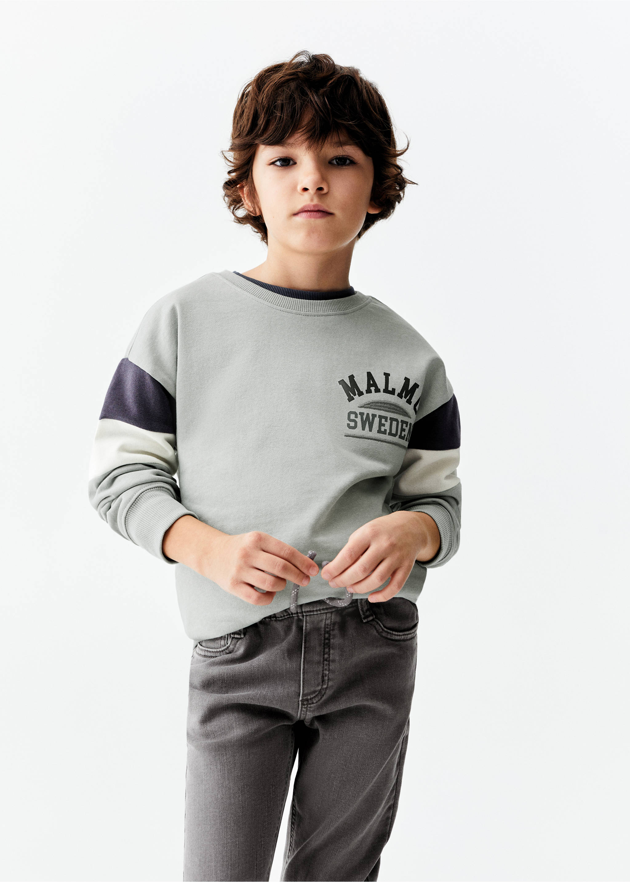 Drawstring waist jeans - Medium plane, Denim Grey. Ref: 67080673-00.