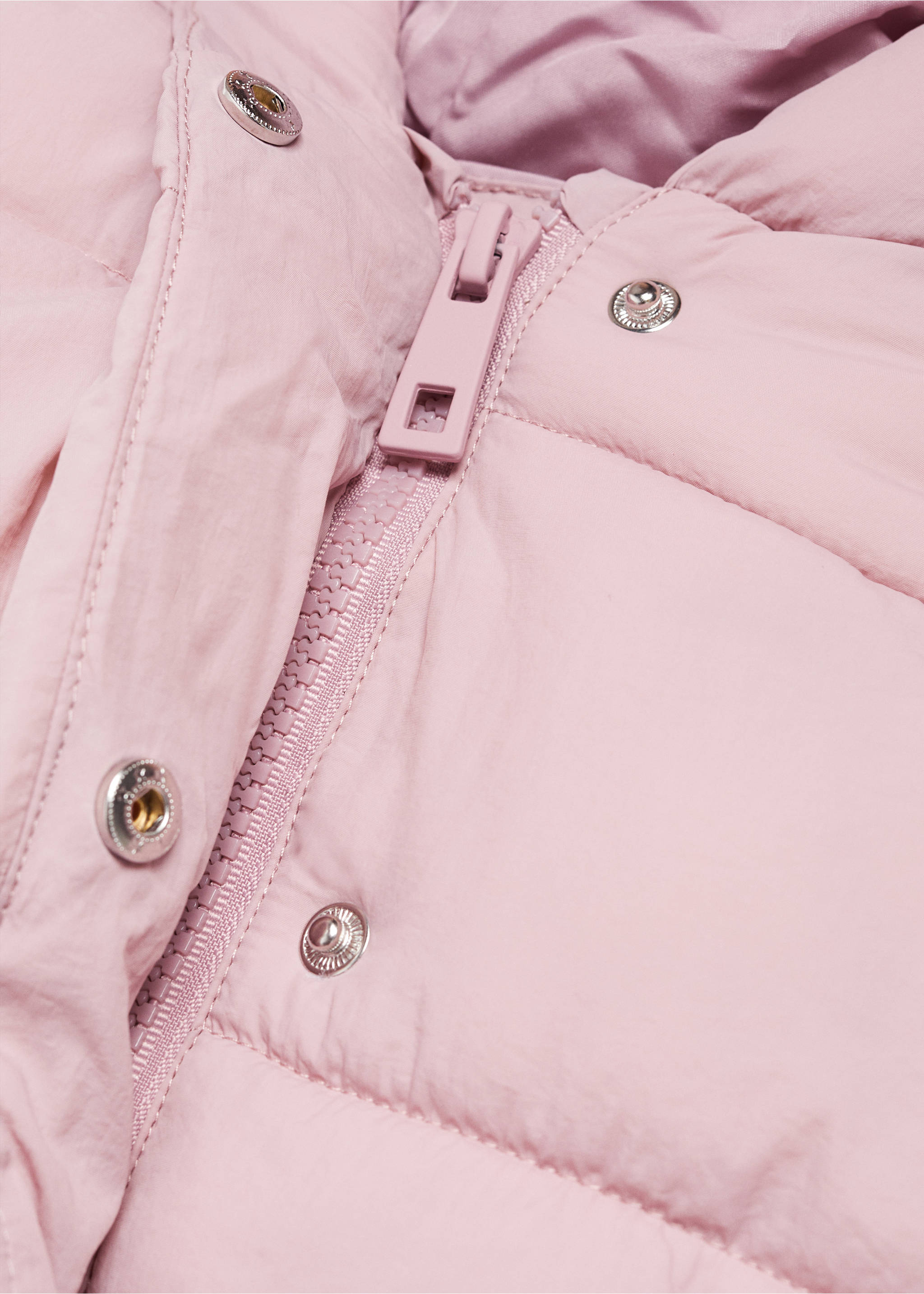 Quilted gilet with hood - Details of the article 8, Pink. Ref: 67080678-00.