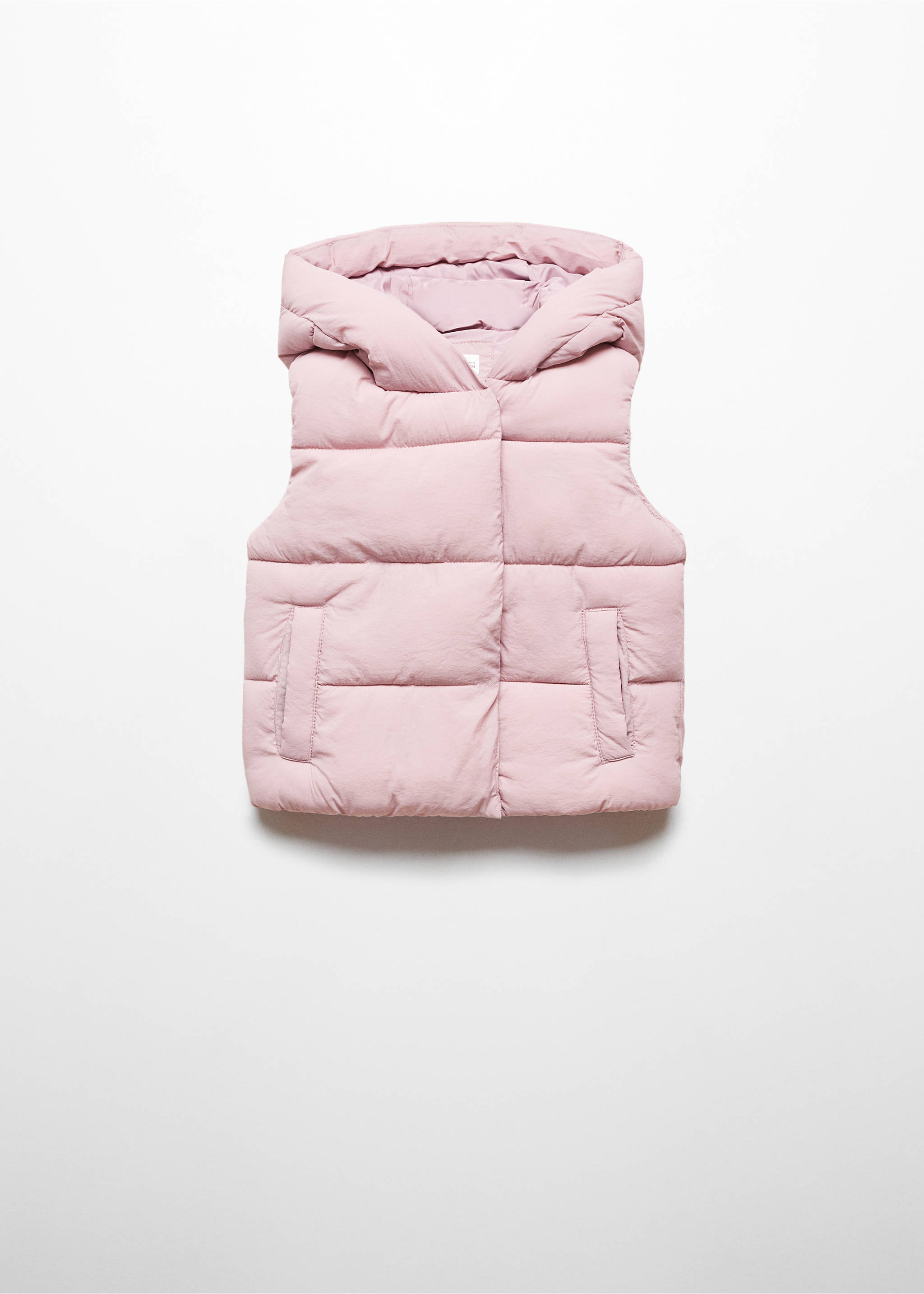 Quilted gilet with hood - Article without model, Pink. Ref: 67080678-00.