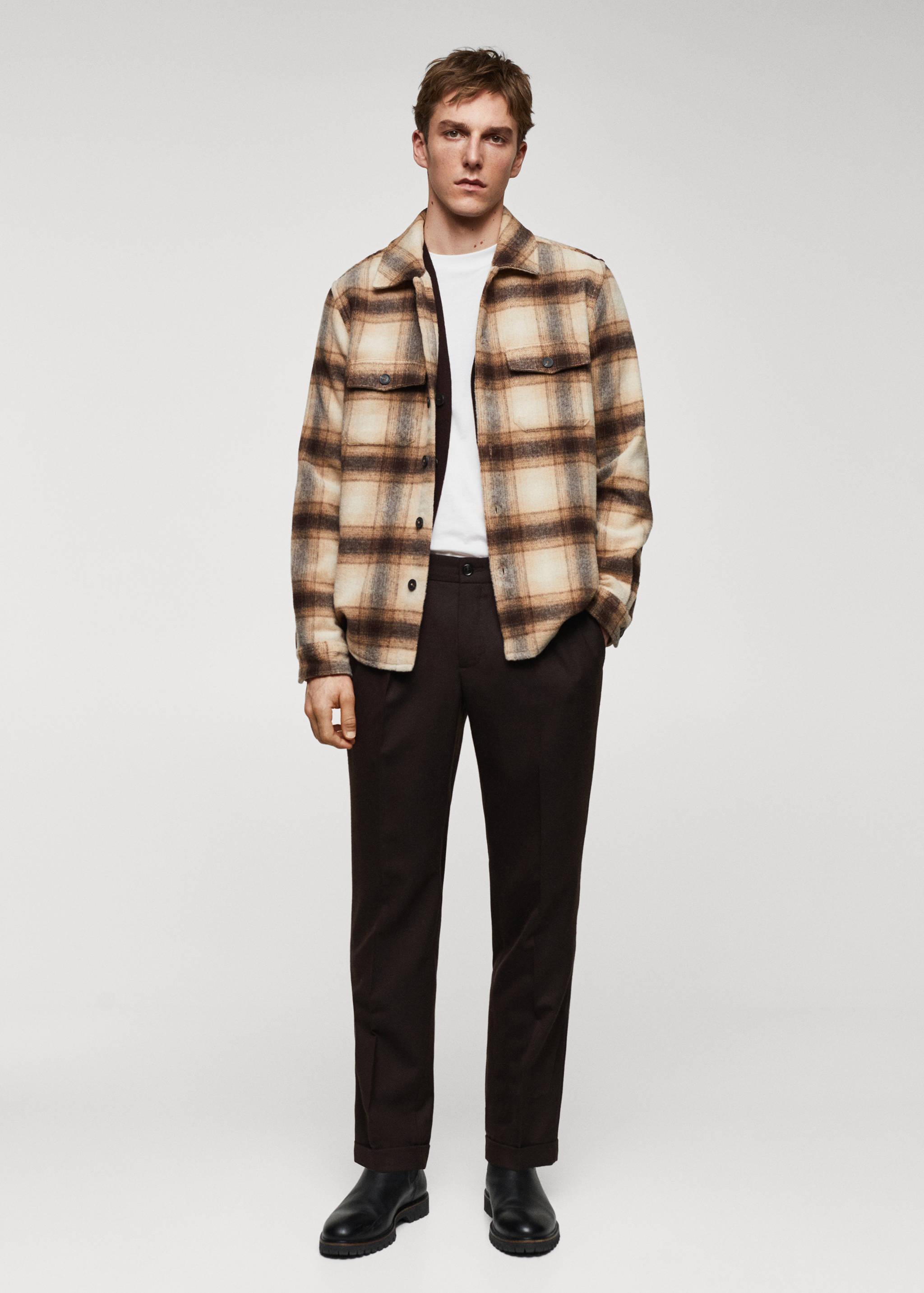 Rutig skjortjacka ullblandning - Allmän bild