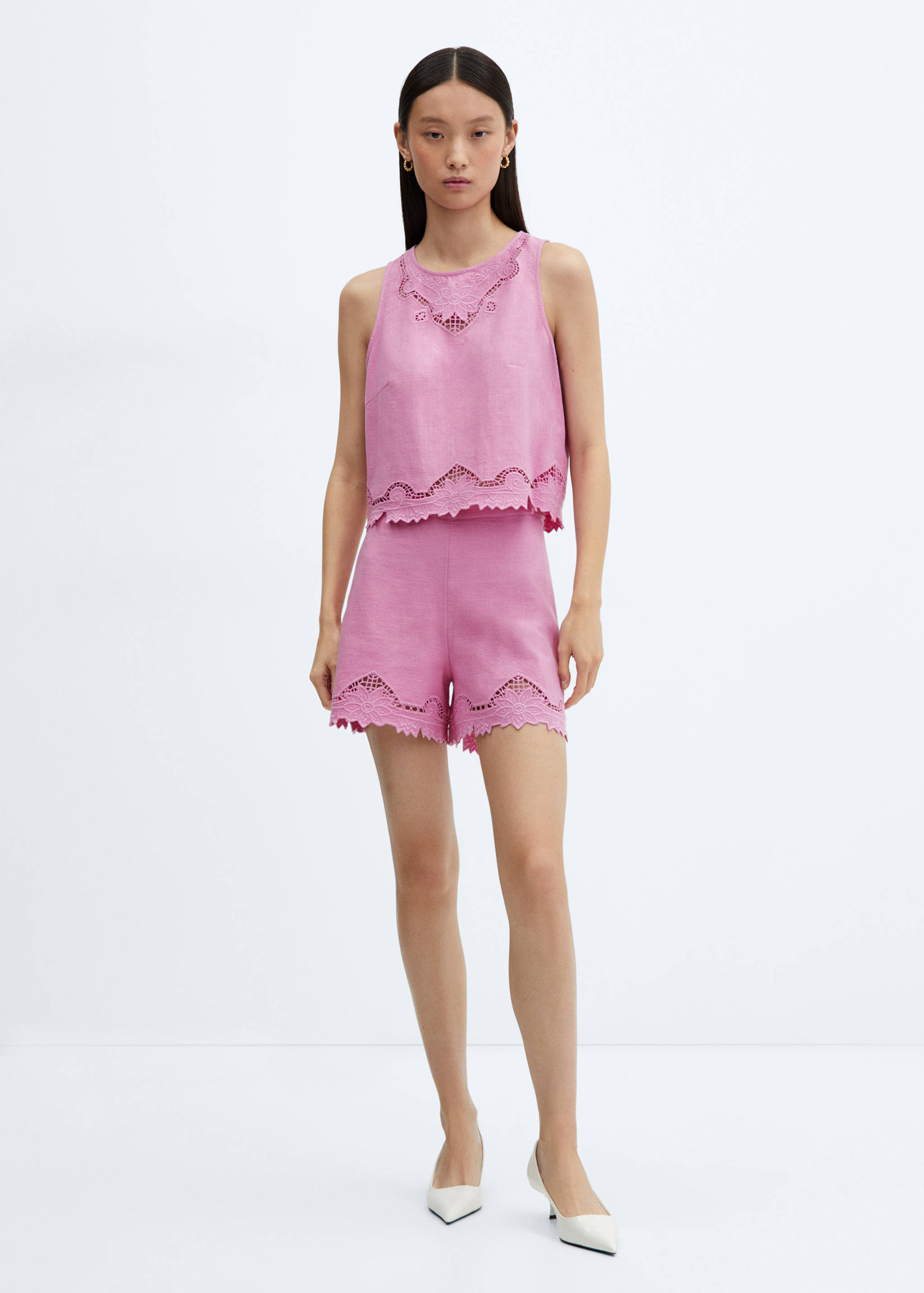 Shorts cotó brodats - Pla general