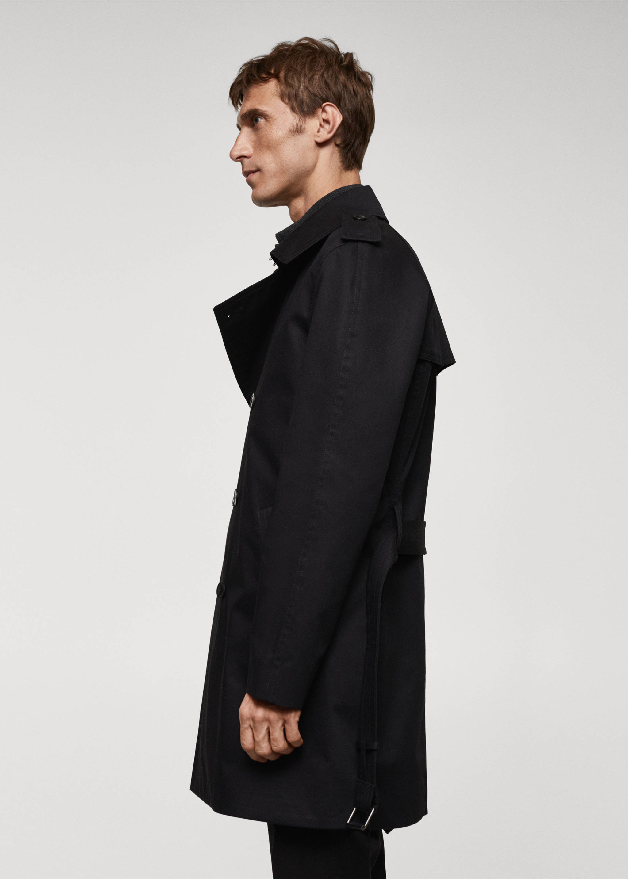Classic water-repellent trench coat - Details of the article 2, Black. Ref: 67083261-00.