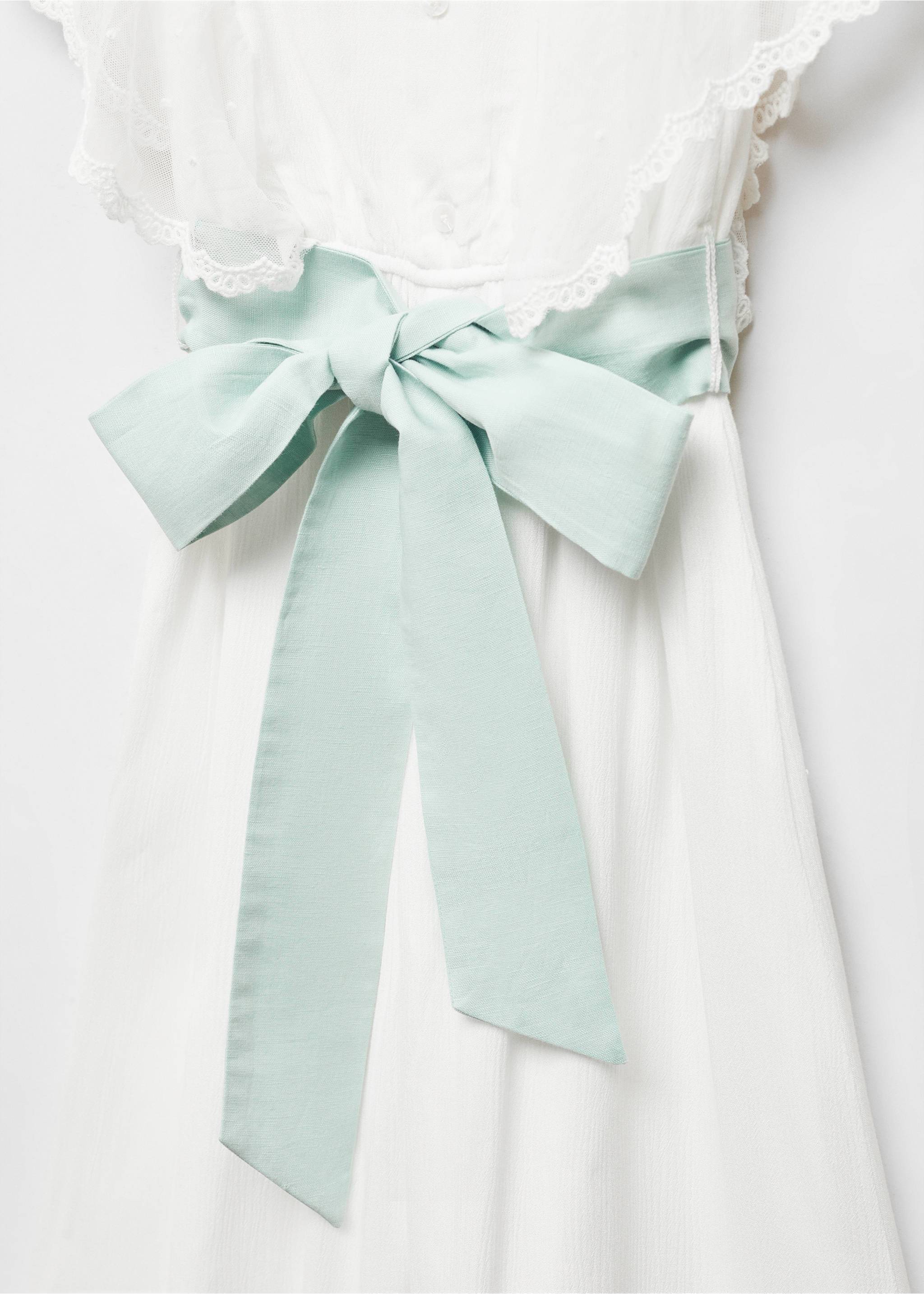 Bow long jumpsuit - Details of the article 8, White. Ref: 67083694-00.