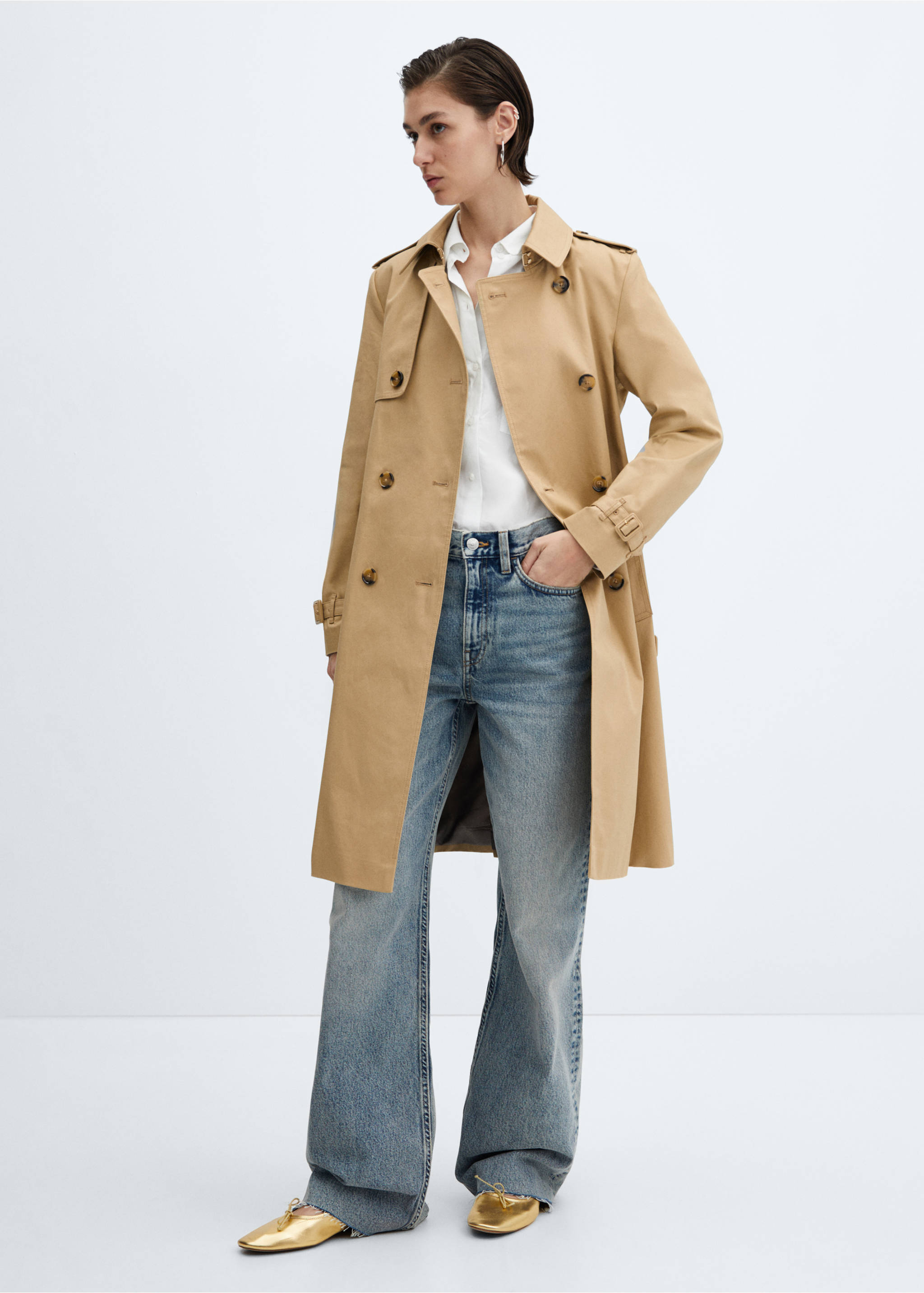 Classic trench coat with belt - General plane, Beige. Ref: 67084018-00.