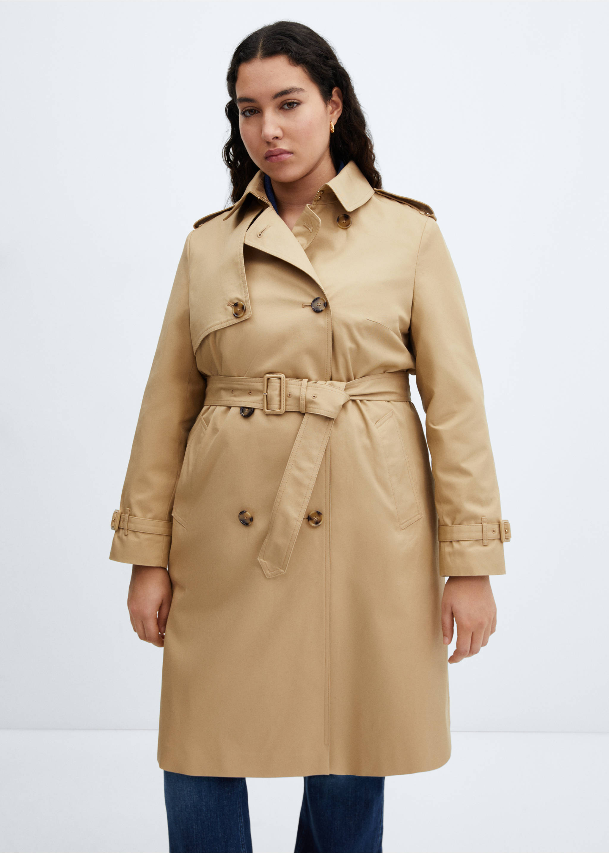 Classic trench coat with belt - Details of the article 5, Beige. Ref: 67084018-00.