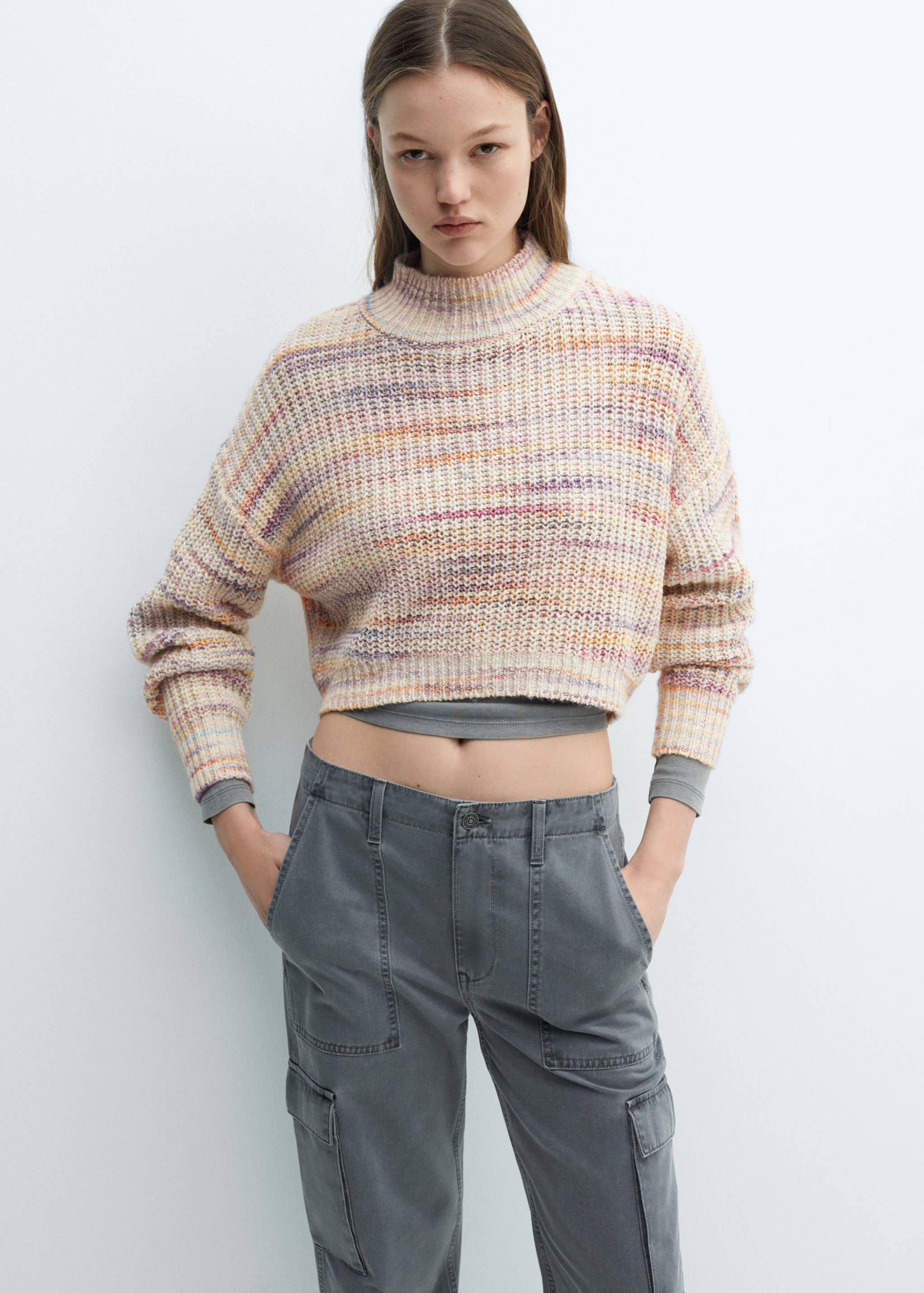 Strickpullover in Cropped-Optik - Mittlere Ansicht