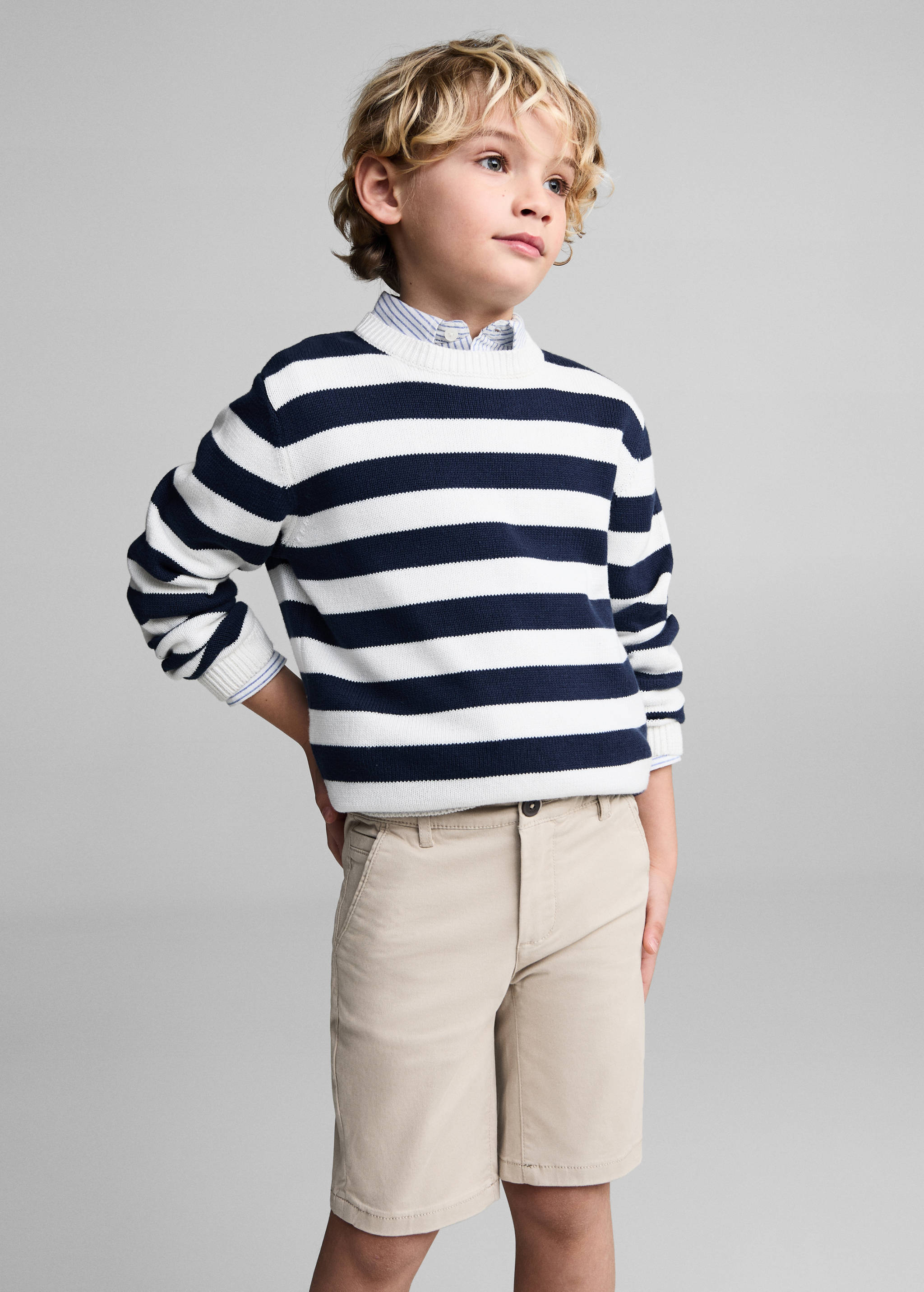 Linen-blend Bermuda shorts - Medium plane