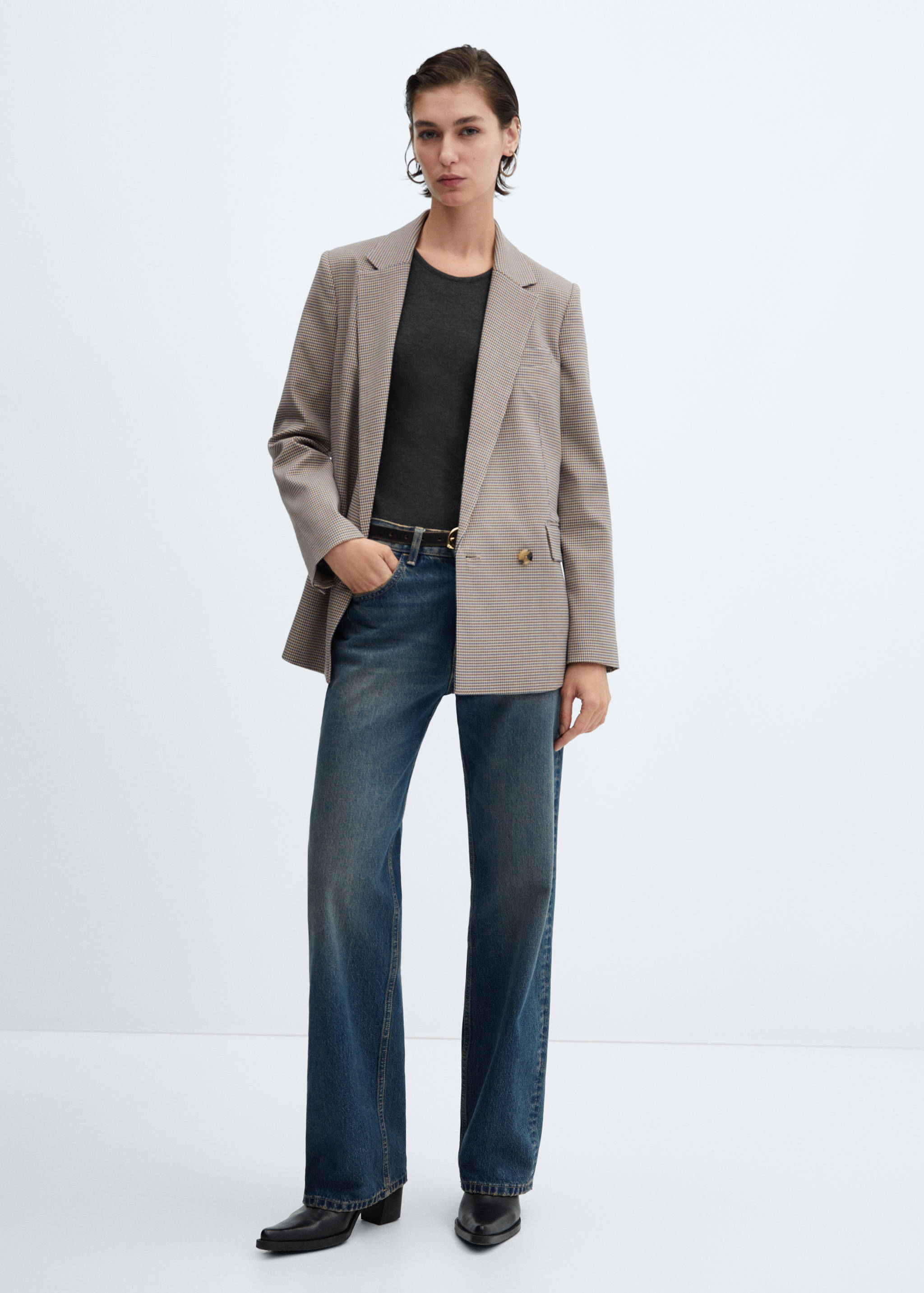 Hahnentritt-Blazer aus Woll-Mix - Allgemeine Ansicht