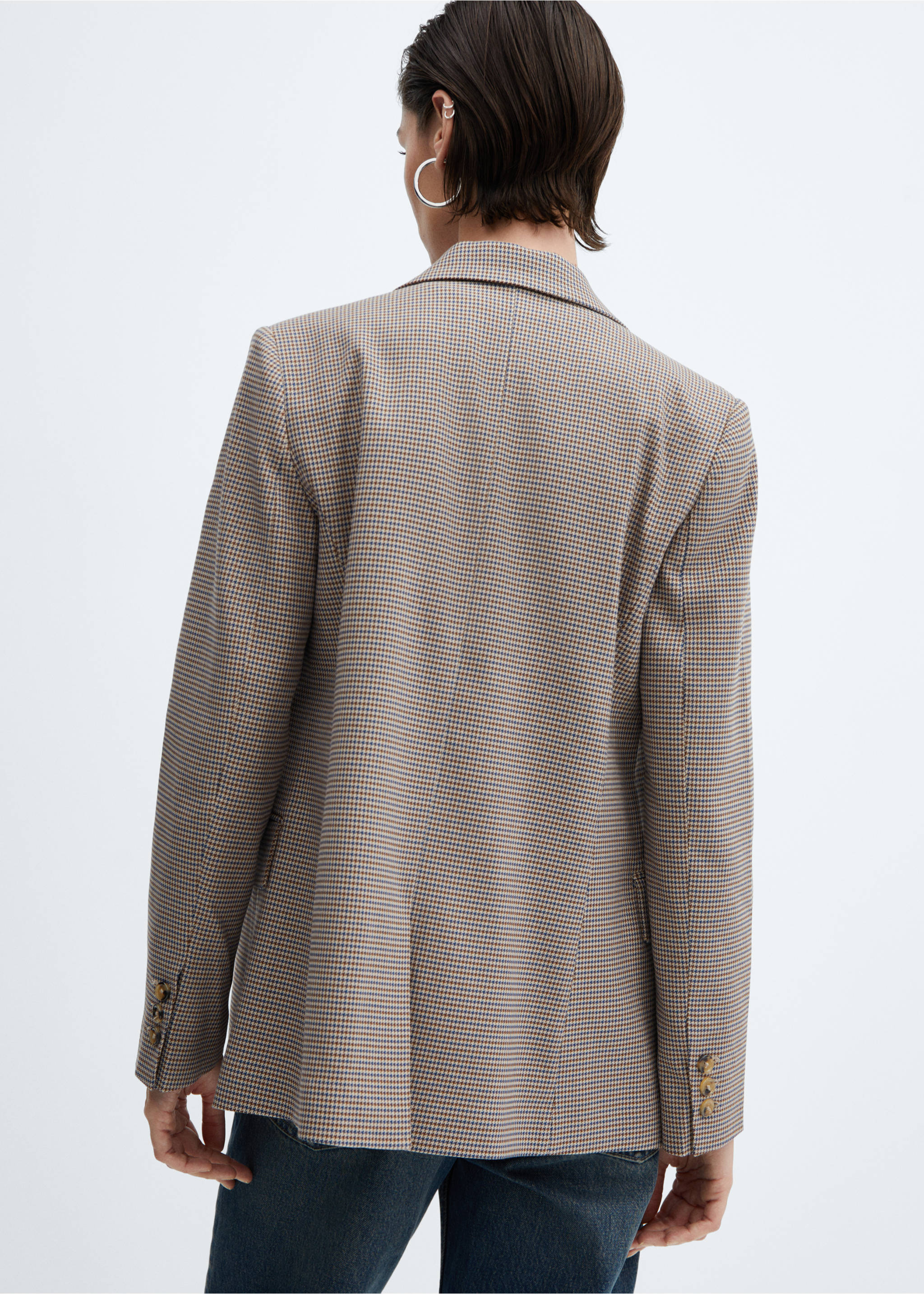 Hahnentritt-Blazer aus Woll-Mix - Rückseite des Artikels, Beige. Ref: 67084044-00.