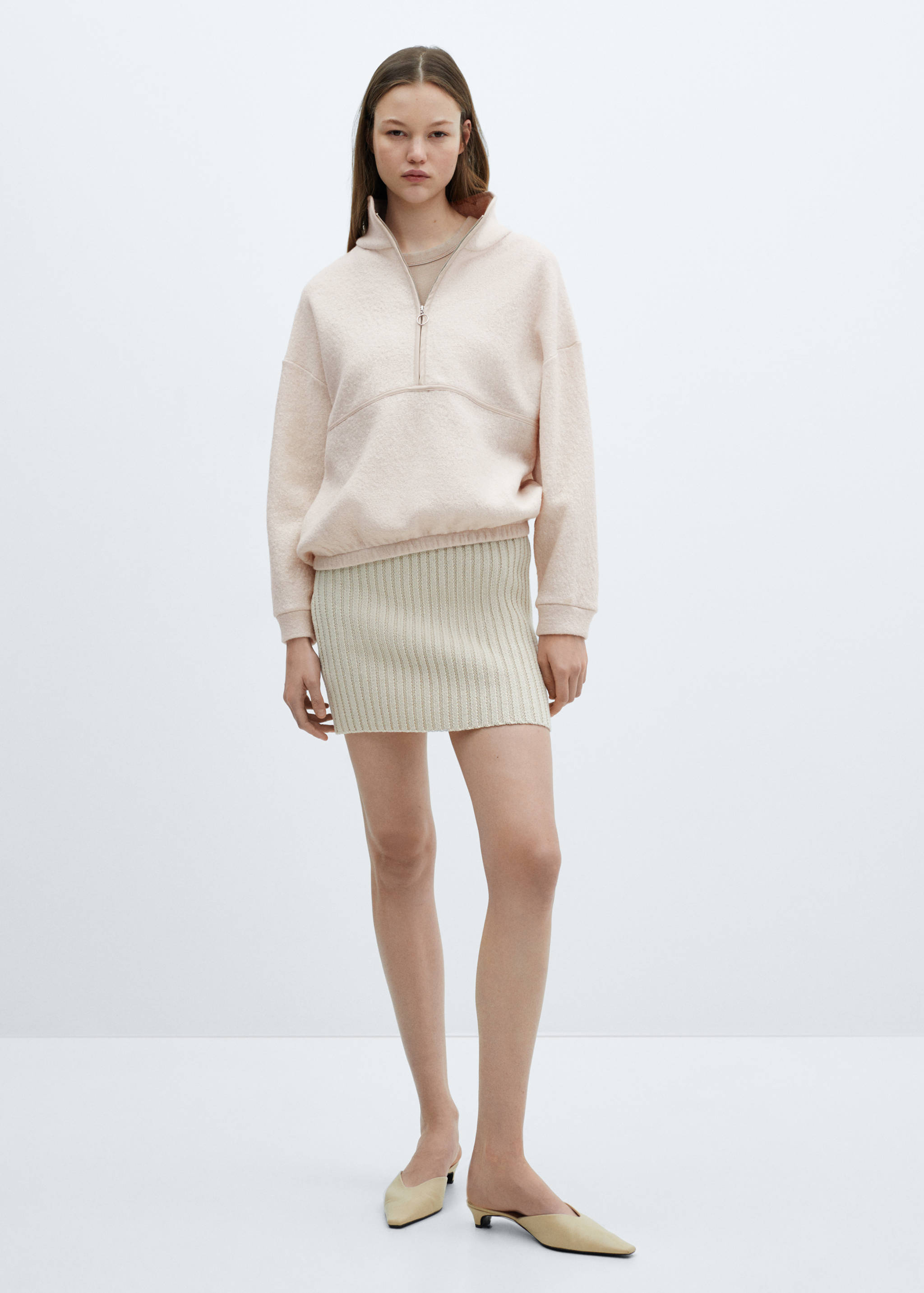 Zip-neck wool sweatshirt - General plane