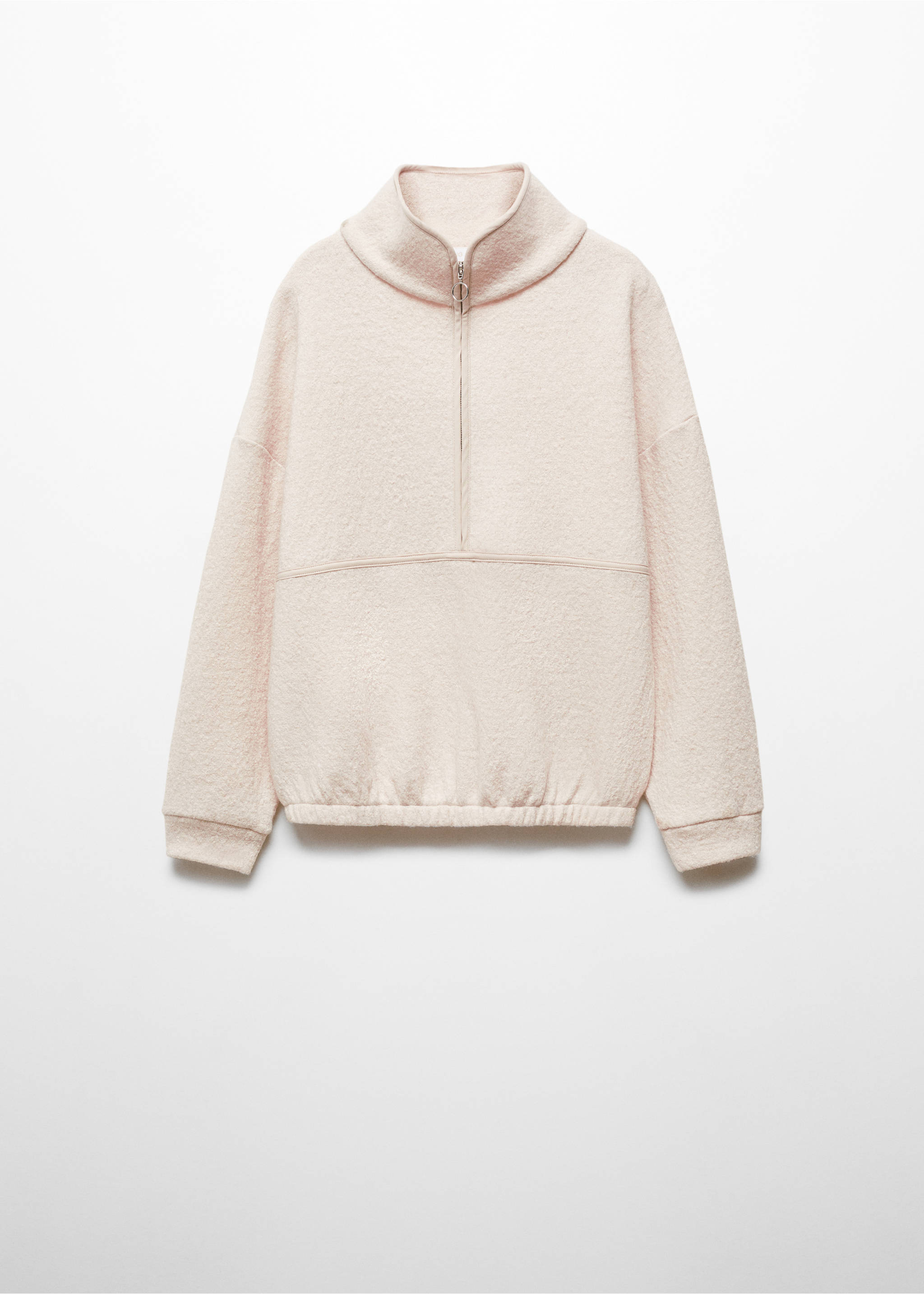 Zip-neck wool sweatshirt - Article without model, Sand. Ref: 67084045-00.