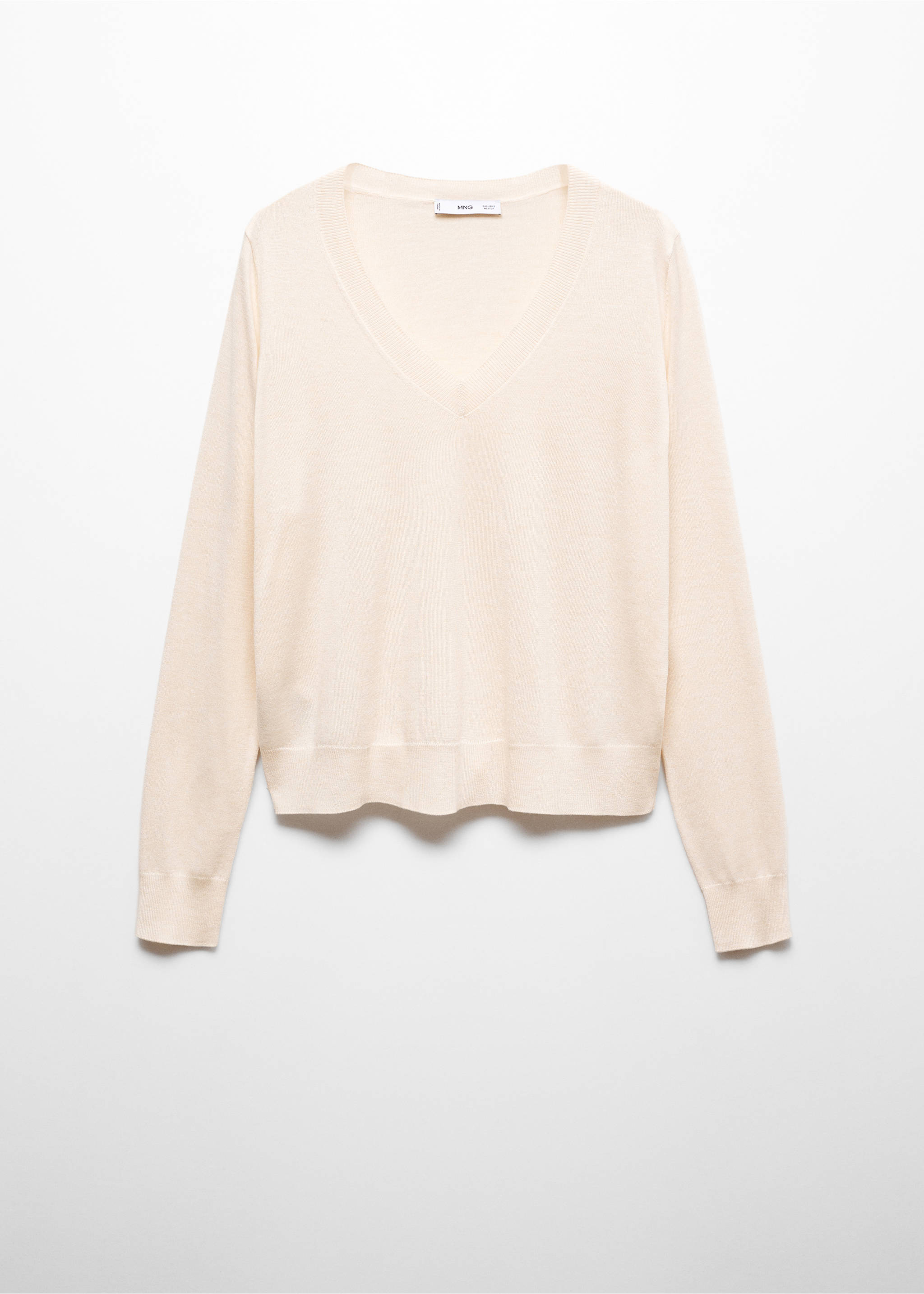 V-neck knit sweater - Article without model, Ecru. Ref: 67084047-00.