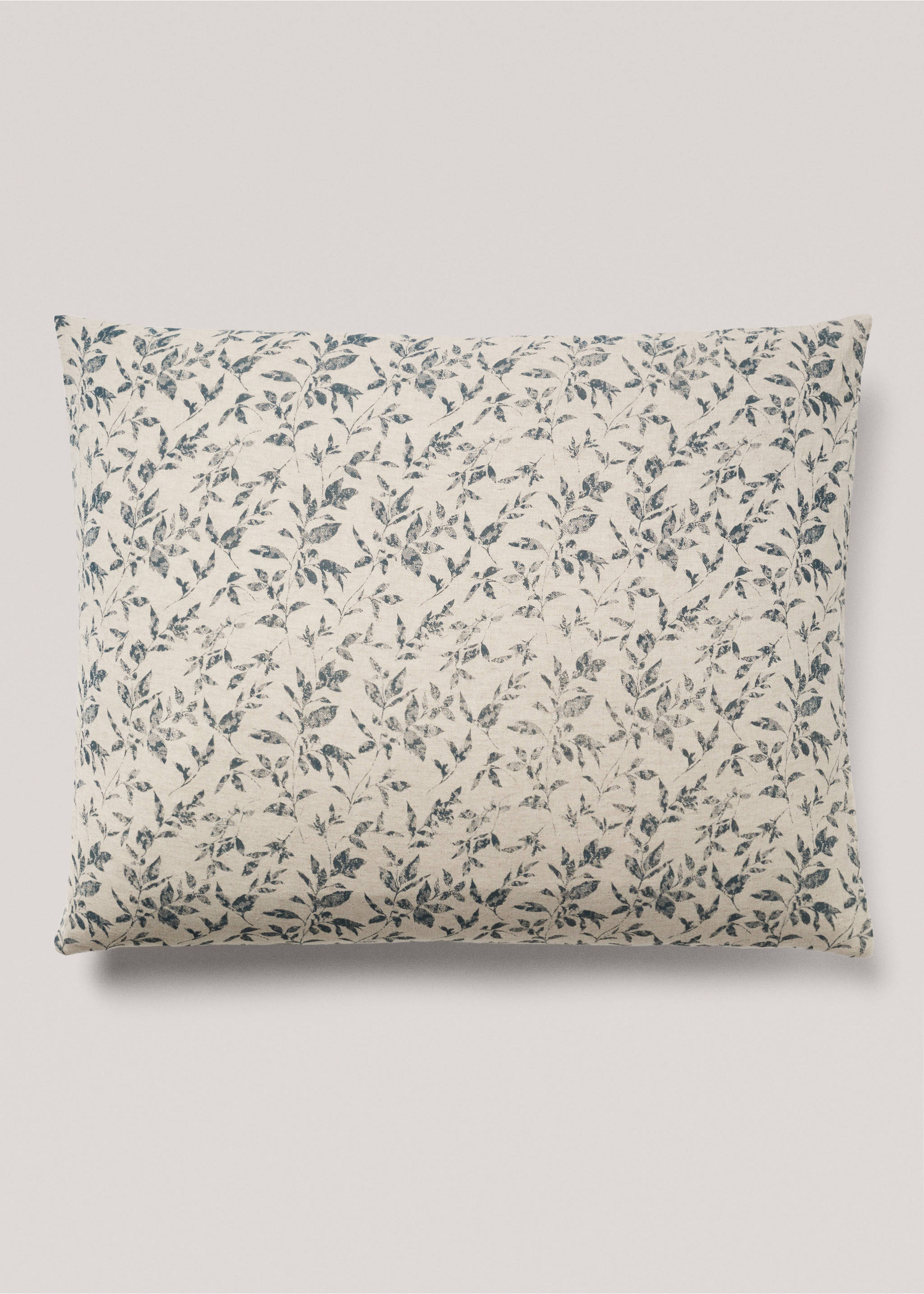 Housse de coussin coton lin fleurs 70x90 cm - Article sans modèle, Sable. Ref: 67084057-00.