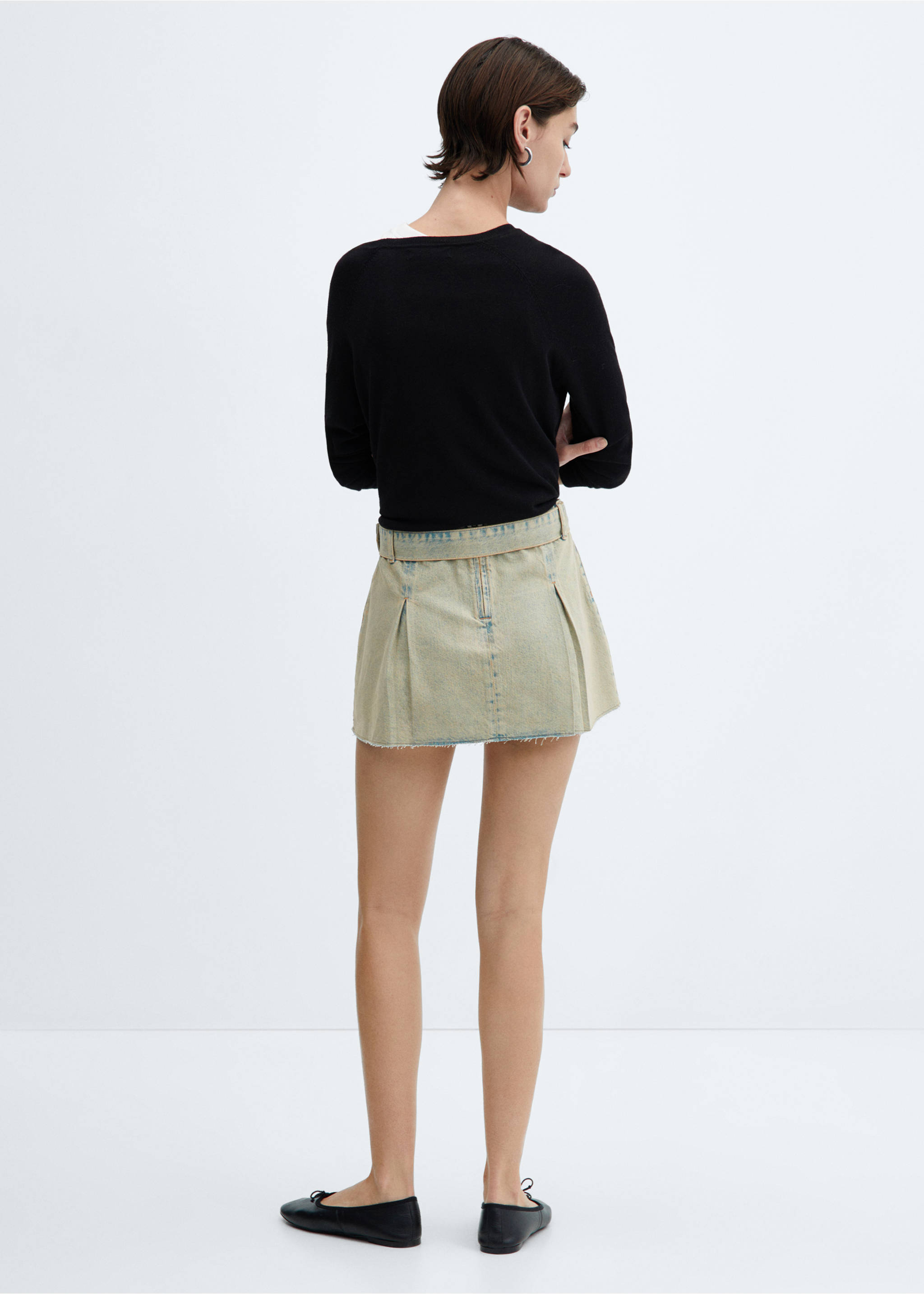 Denim mini-skirt with belt - Reverse of the article, Medium Vintage Blue. Ref: 67084060-00.