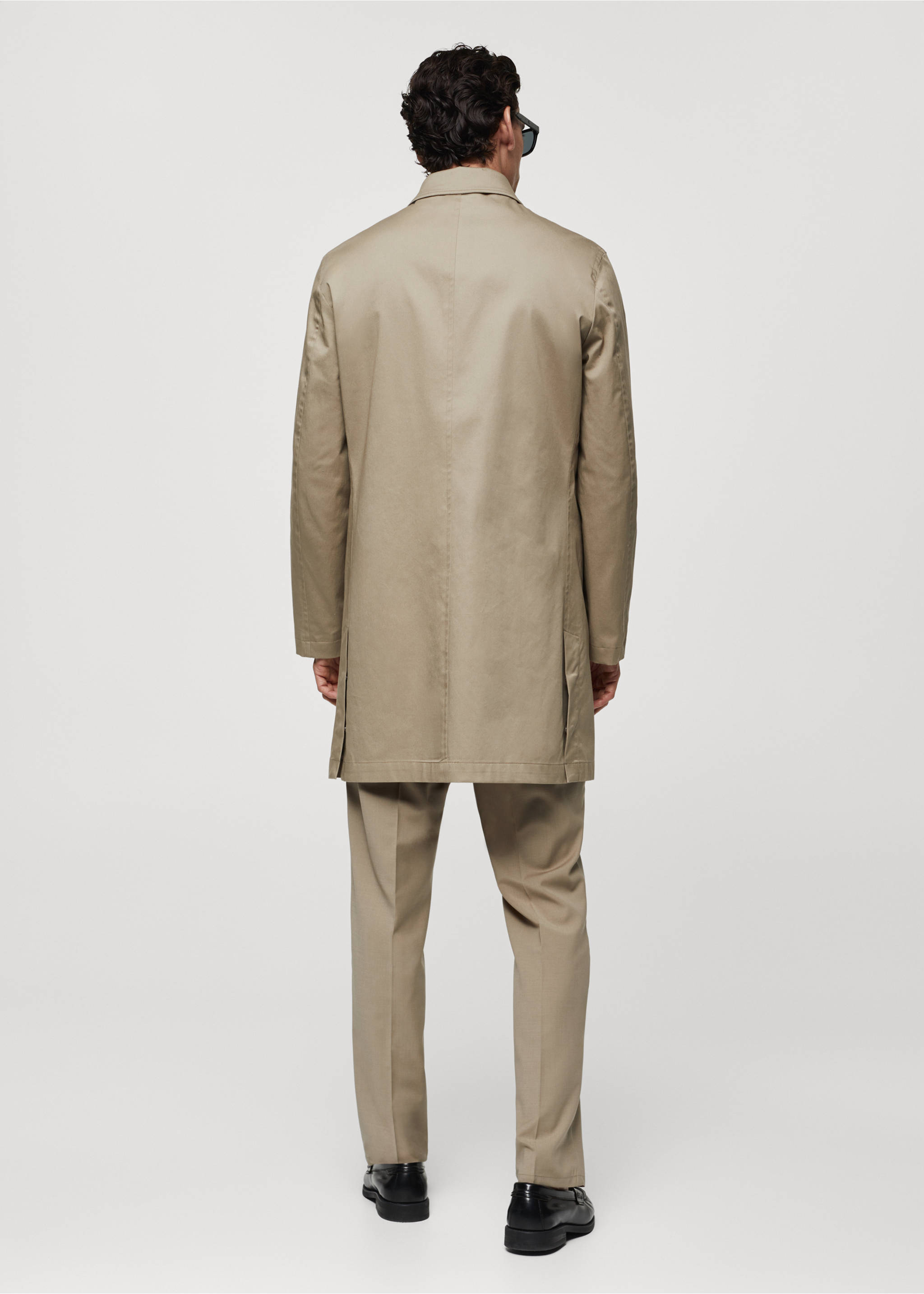 Cotton trench coat with collar detail - Reverse of the article, Beige. Ref: 67084438-00.