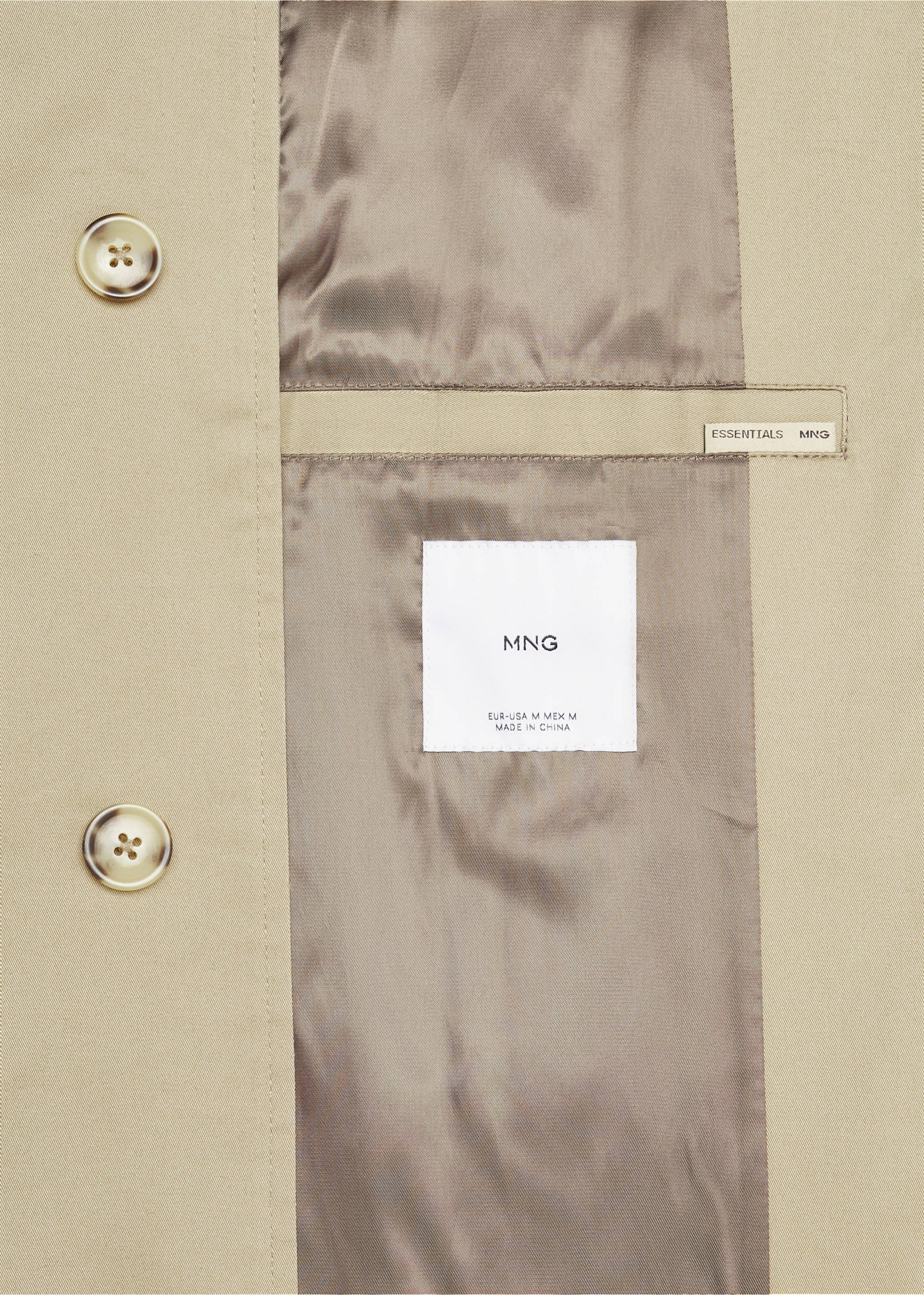 Cotton trench coat with collar detail - Details of the article 8, Beige. Ref: 67084438-00.