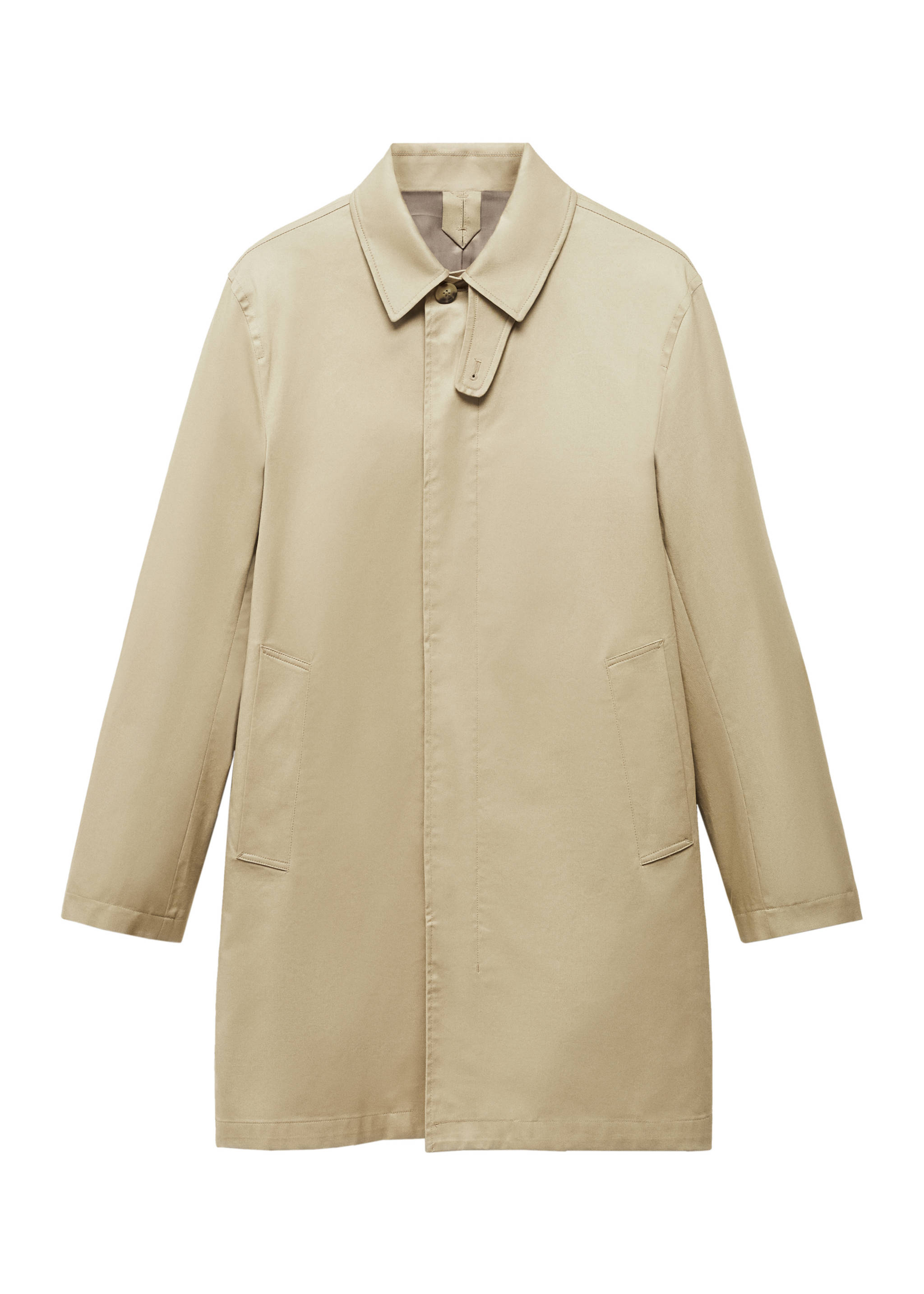 Cotton trench coat with collar detail - Details of the article 9, Beige. Ref: 67084438-00.