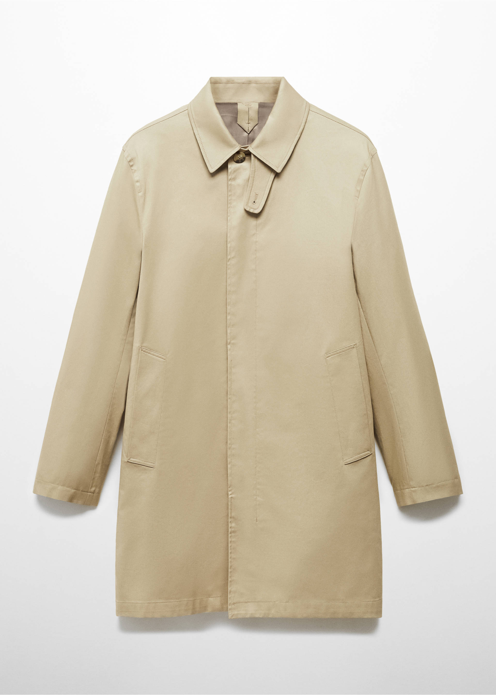 Cotton trench coat with collar detail - Article without model, Beige. Ref: 67084438-00.