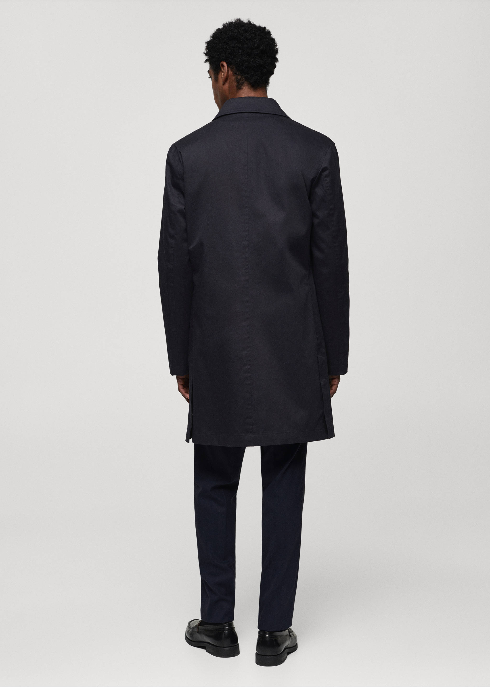 Cotton trench coat with collar detail - Reverse of the article, Dark Navy. Ref: 67084438-00.