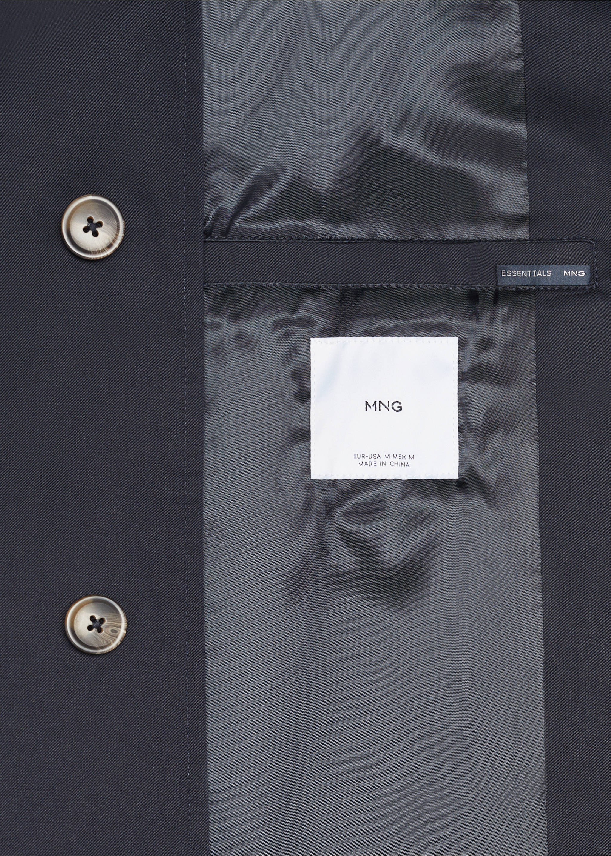 Cotton trench coat with collar detail - Details of the article 8, Dark Navy. Ref: 67084438-00.