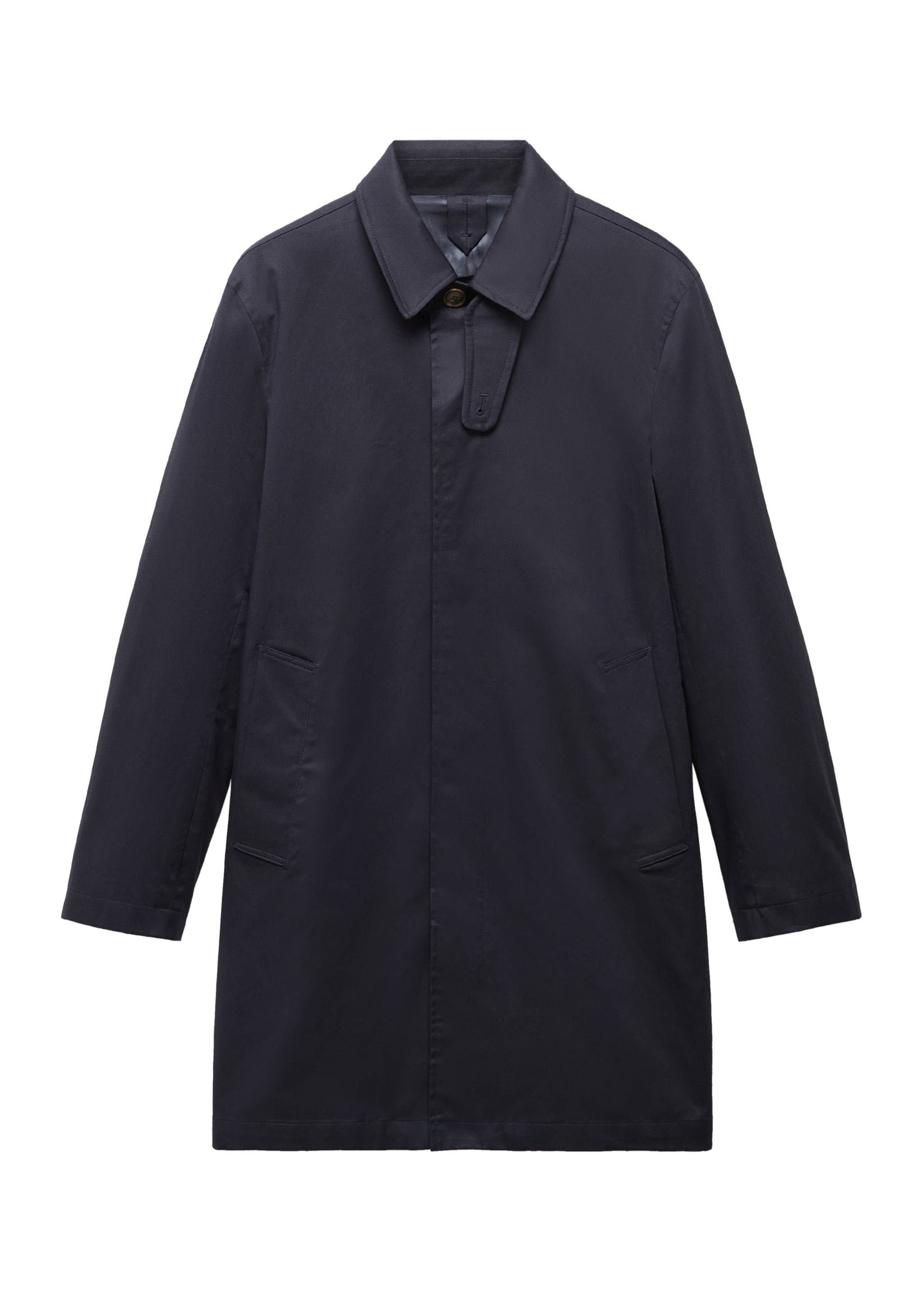 Cotton trench coat with collar detail - Details of the article 9, Dark Navy. Ref: 67084438-00.