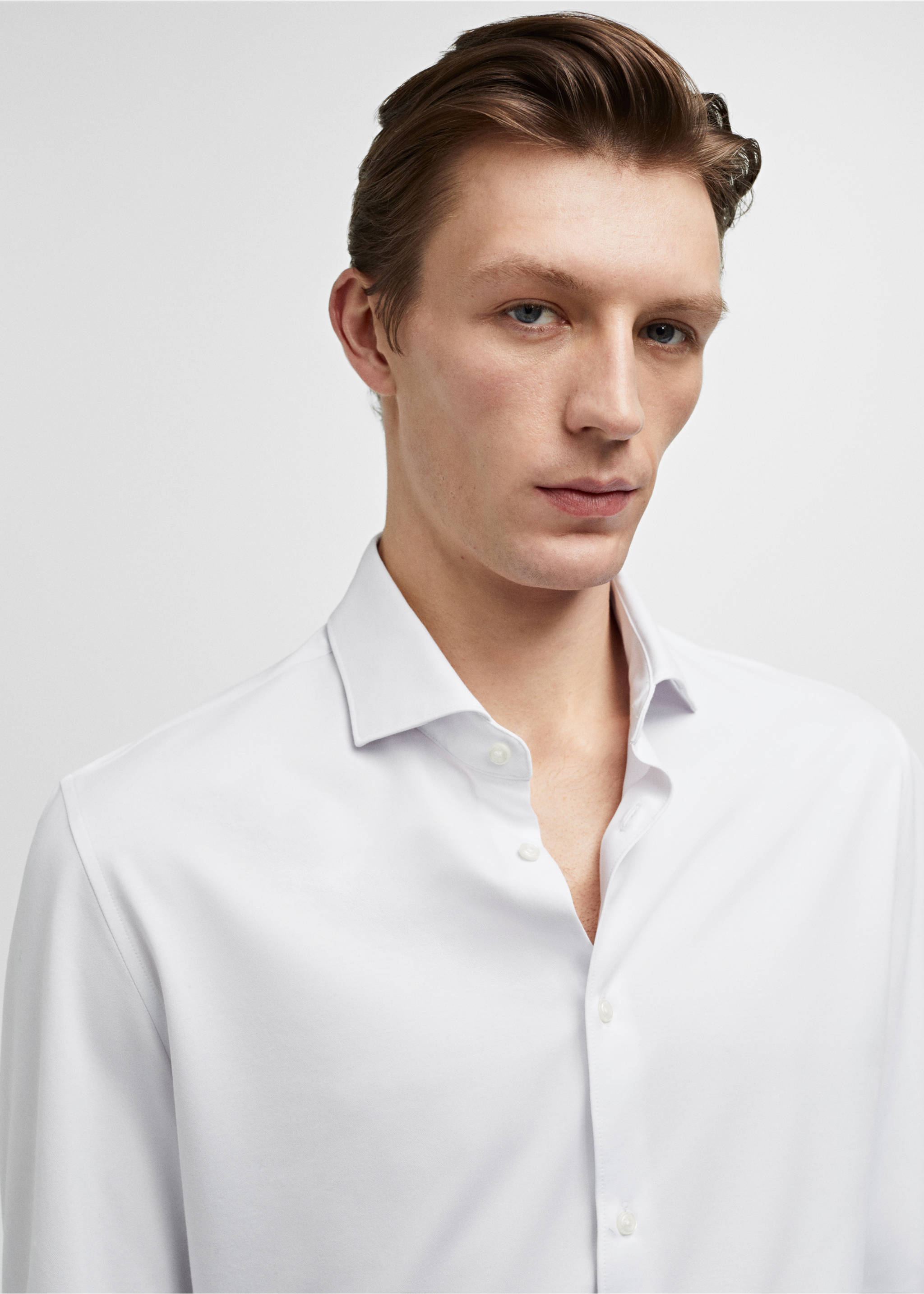 Slim fit cotton suit shirt - Details of the article 1, White. Ref: 67084441-00.