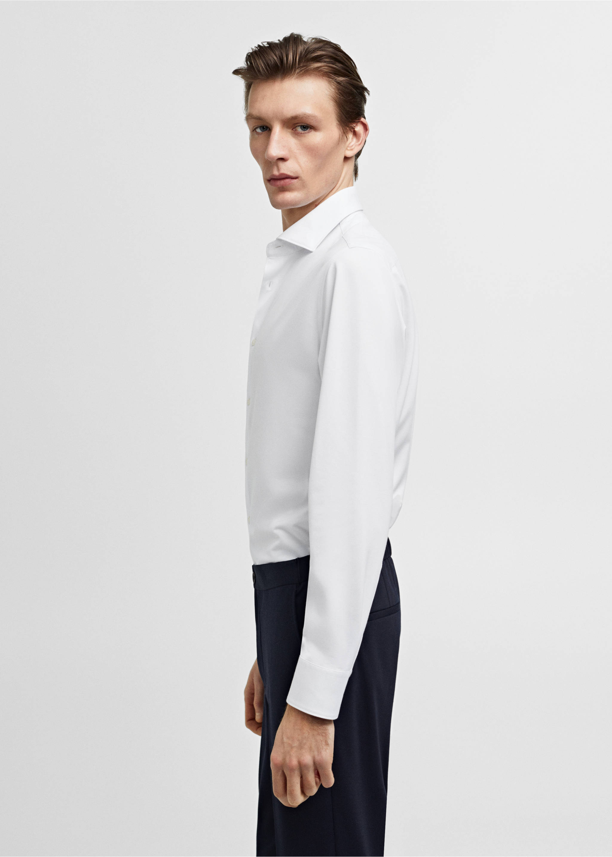 Slim fit cotton suit shirt - Details of the article 2, White. Ref: 67084441-00.