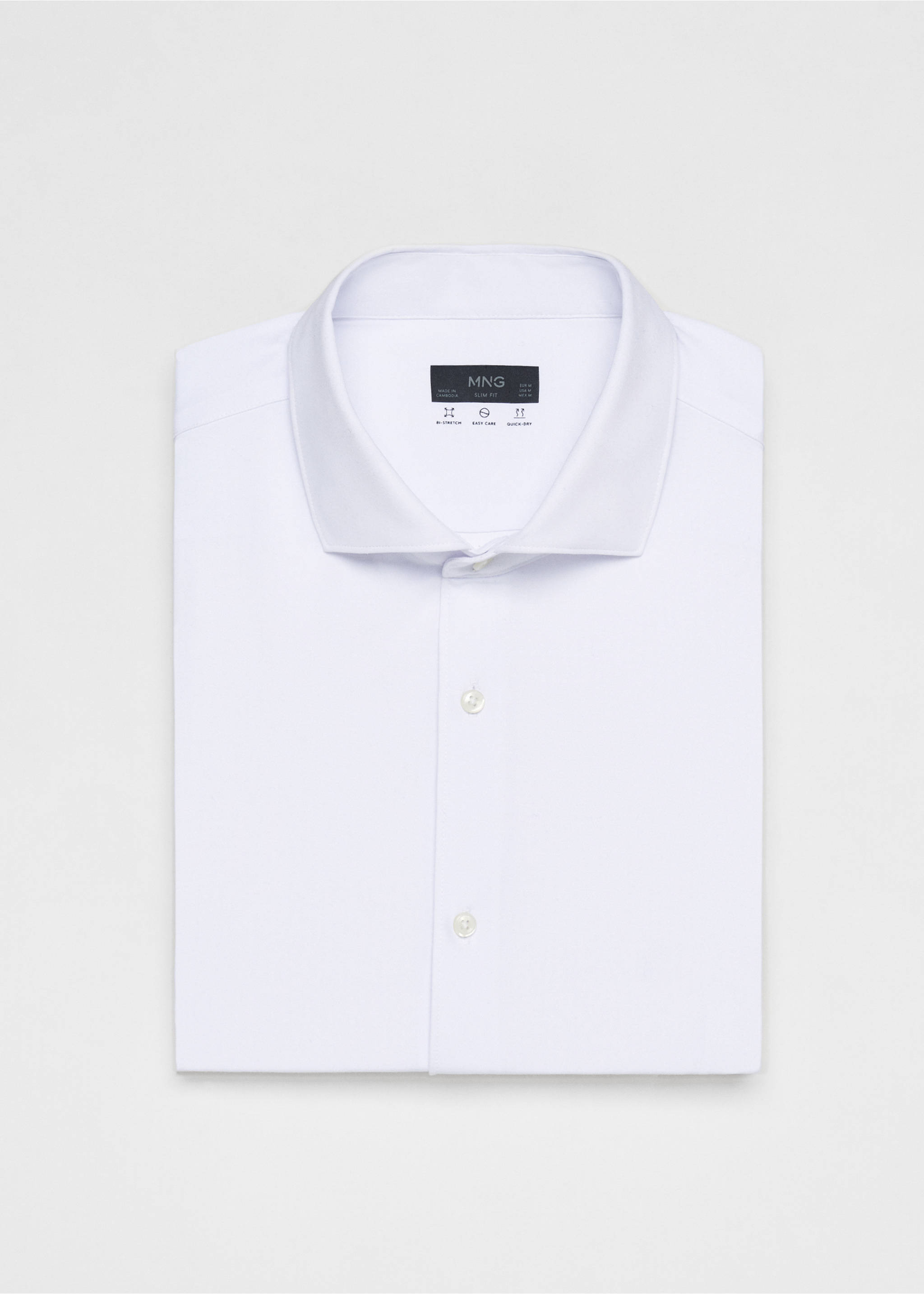 Slim fit cotton suit shirt - Details of the article 8, White. Ref: 67084441-00.