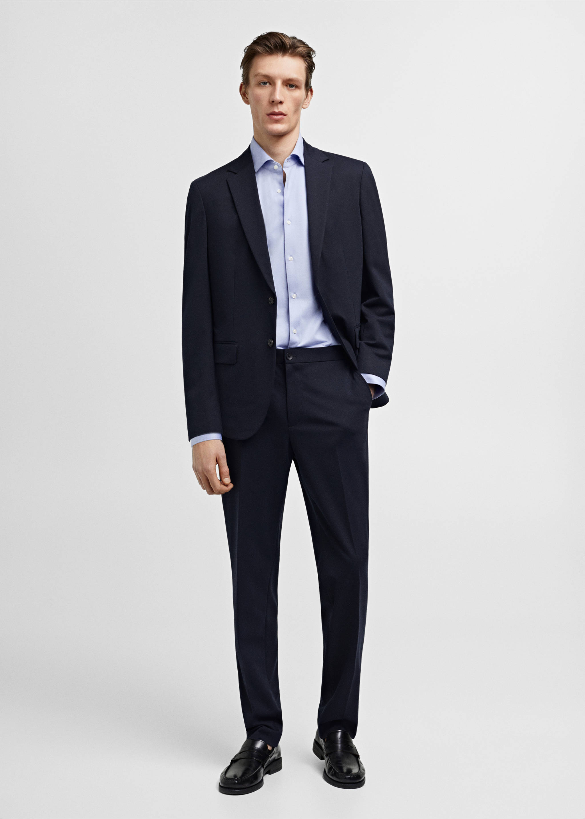Slim fit cotton suit shirt - General plane, Sky Blue. Ref: 67084441-00.