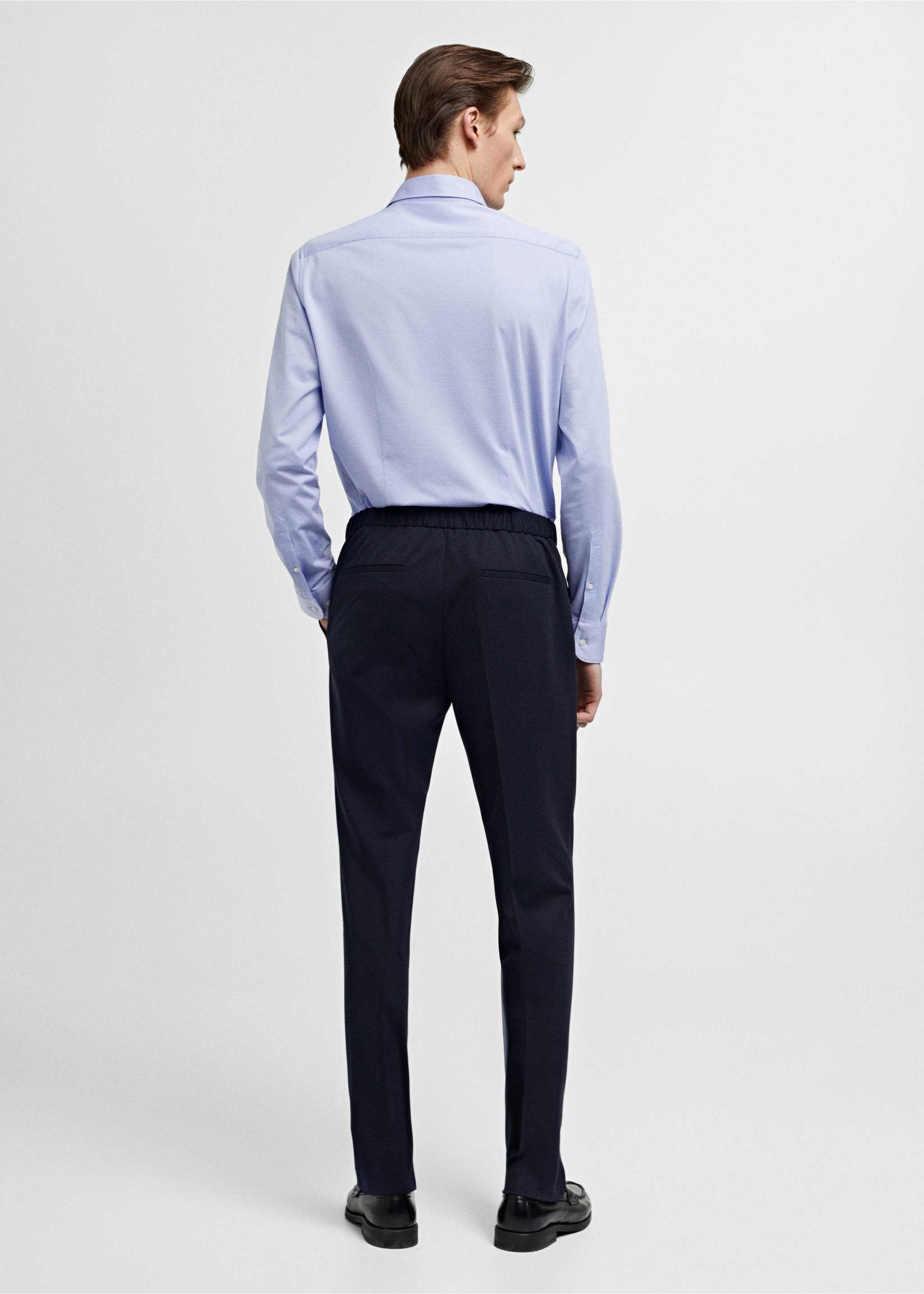 Slim fit cotton suit shirt - Reverse of the article, Sky Blue. Ref: 67084441-00.