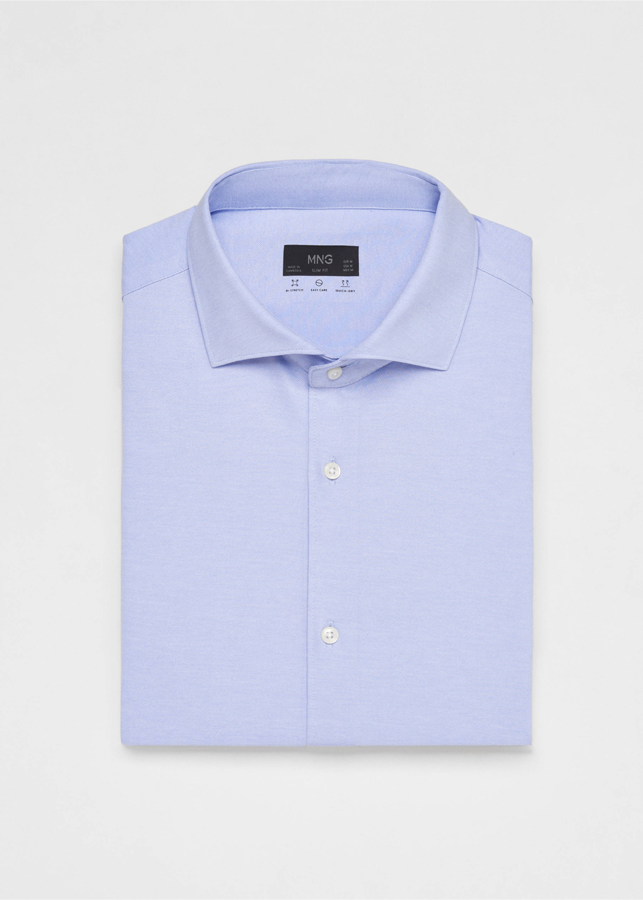 Slim fit cotton suit shirt - Details of the article 8, Sky Blue. Ref: 67084441-00.