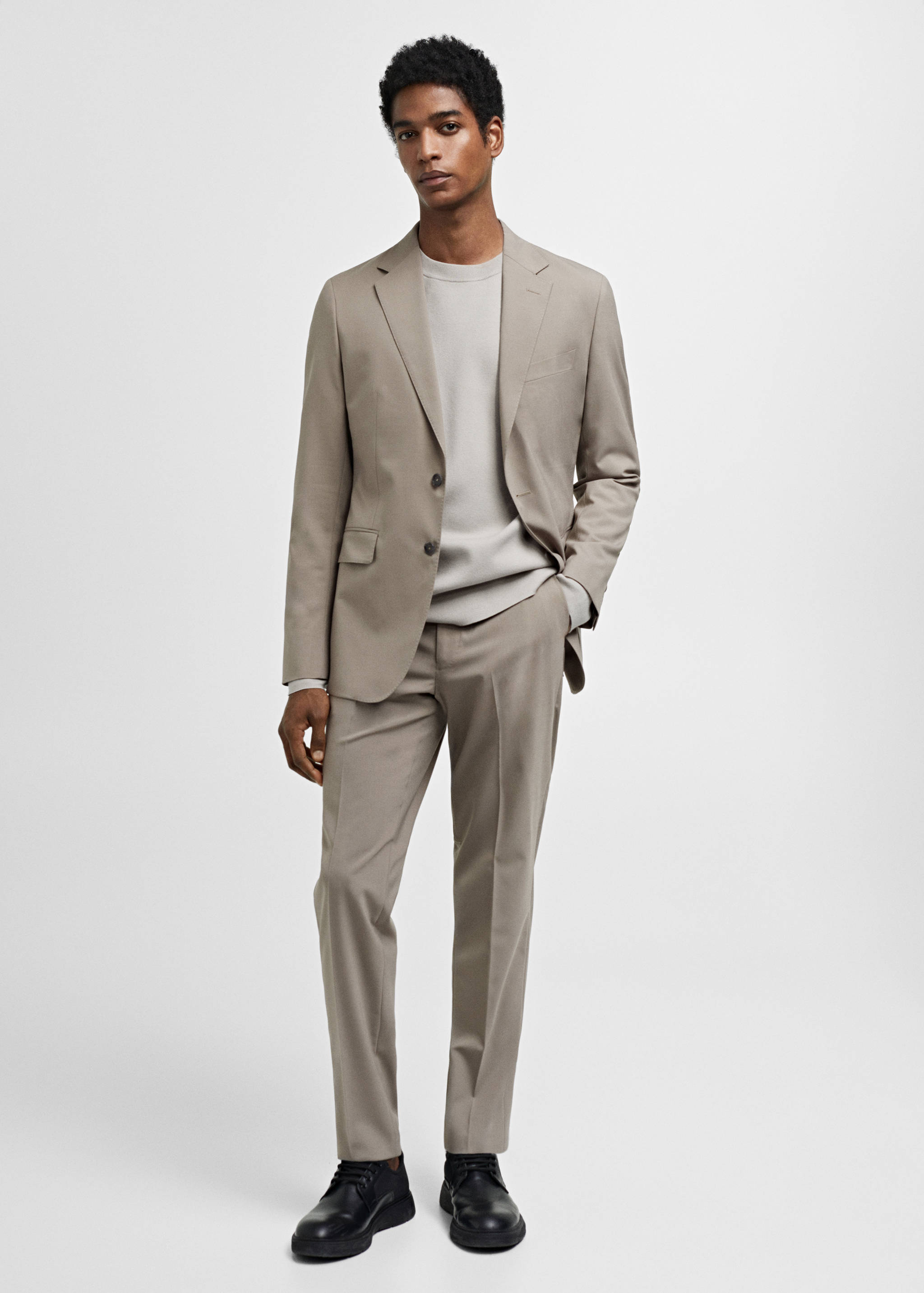 Blazer de fato de lã slim fit - Plano geral