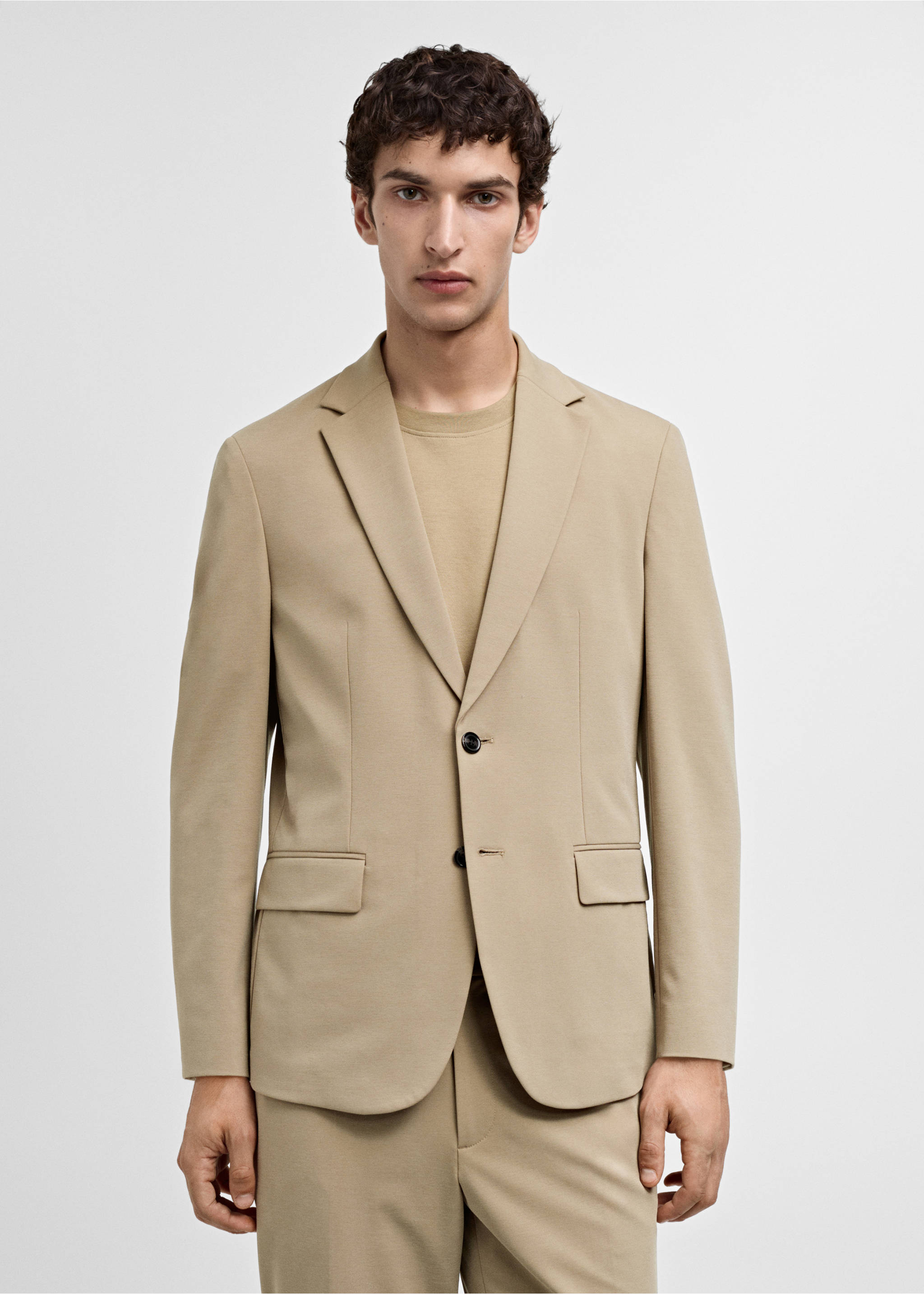 Sacou de costum slim fit - Plan mediu, Bej foarte deschis. Ref: 67084443-00.