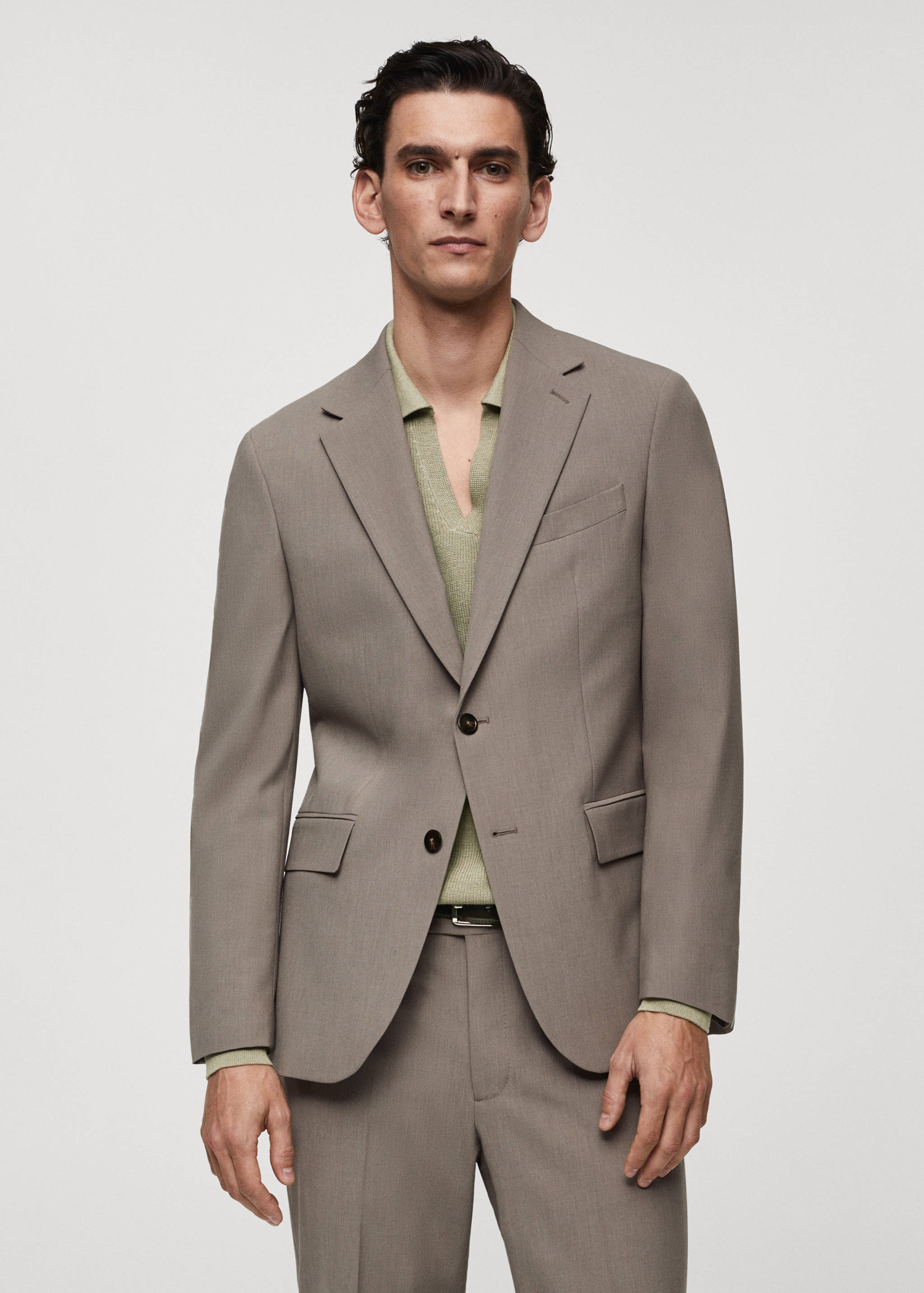 Slim-fit cold wool suit jacket - Medium plane