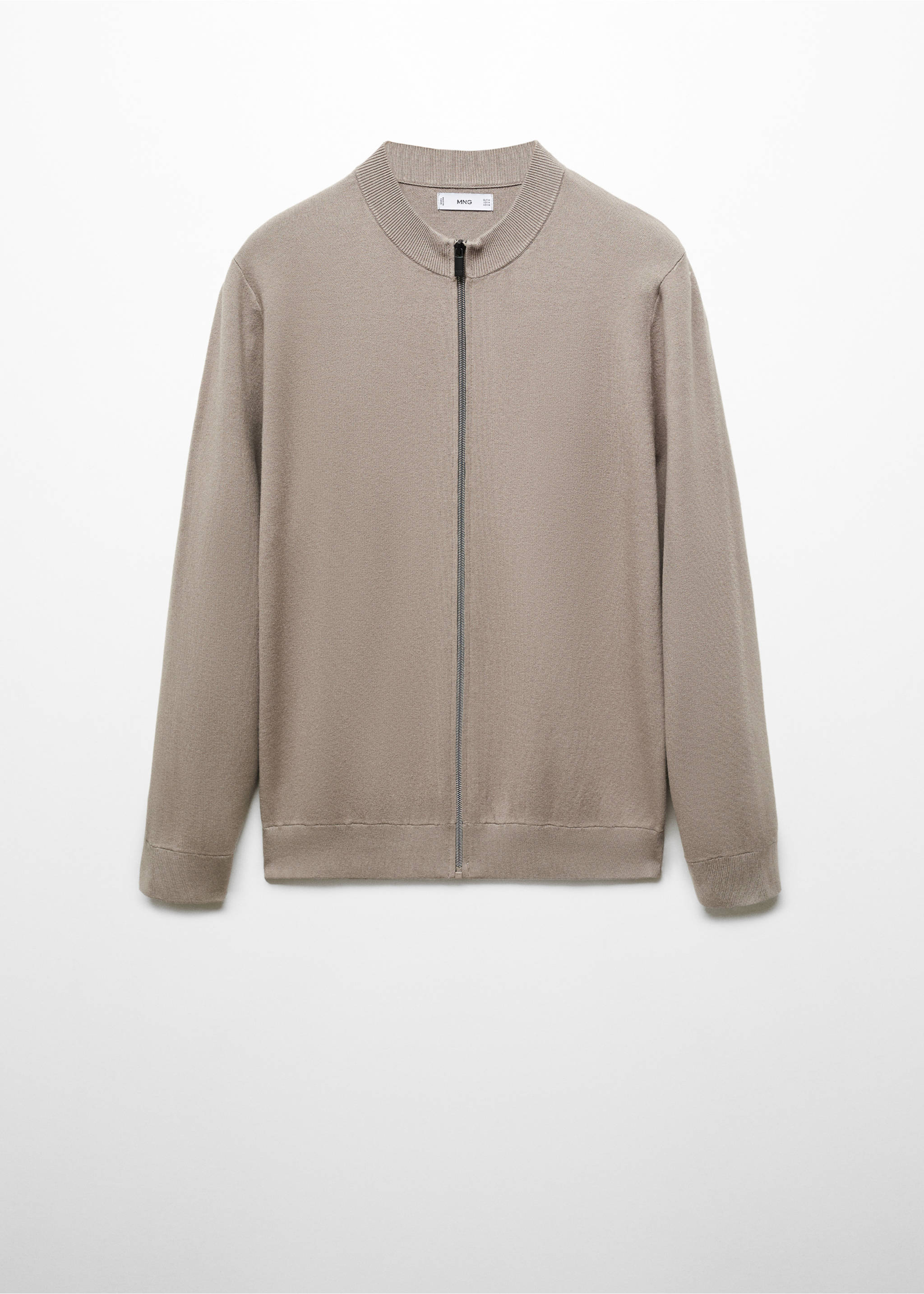 Thermoregulating zipped cardigan - Article without model, Mink Grey. Ref: 67084448-00.