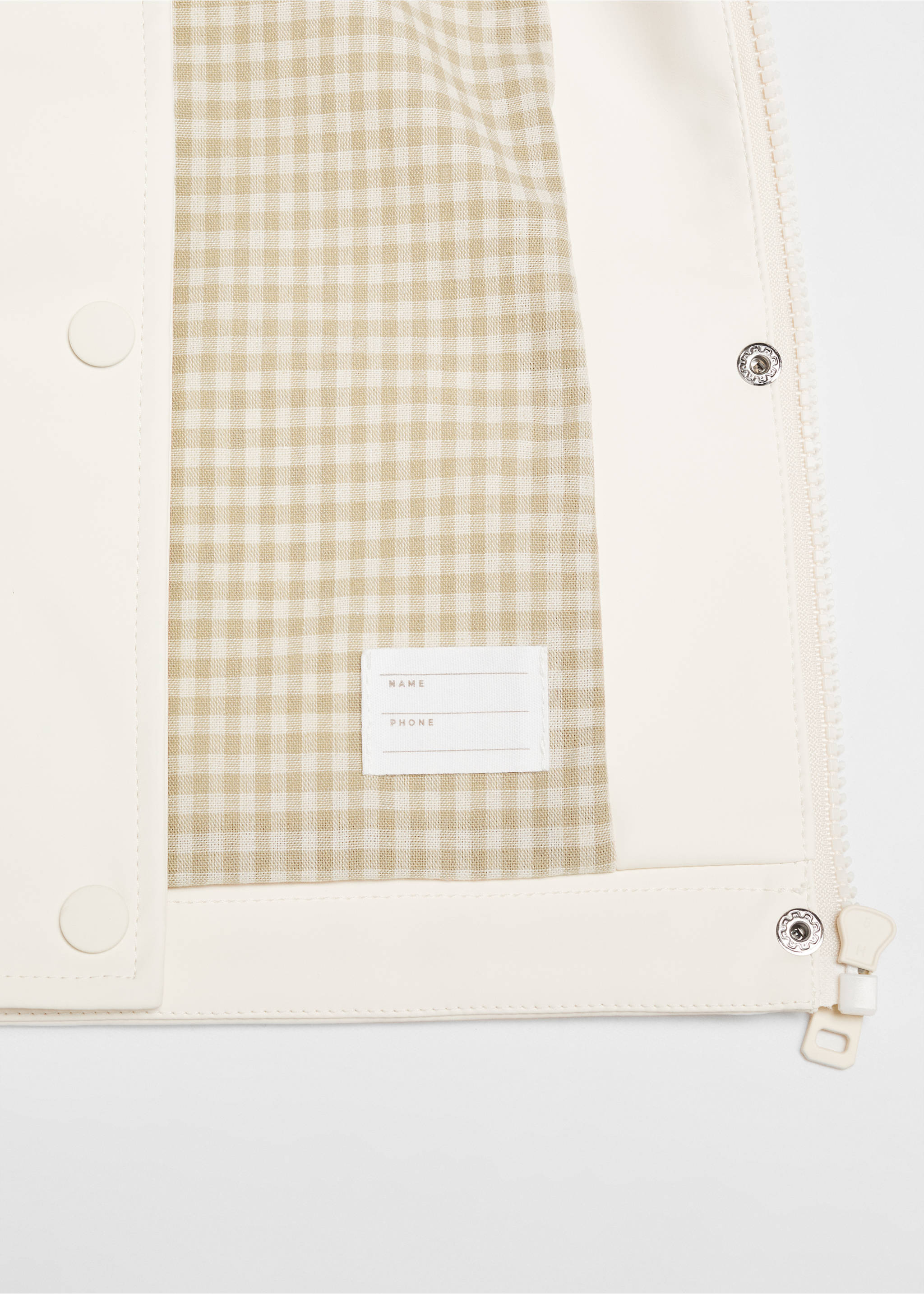 Raincoat hooded jacket - Details of the article 8, Ecru. Ref: 67084449-00.