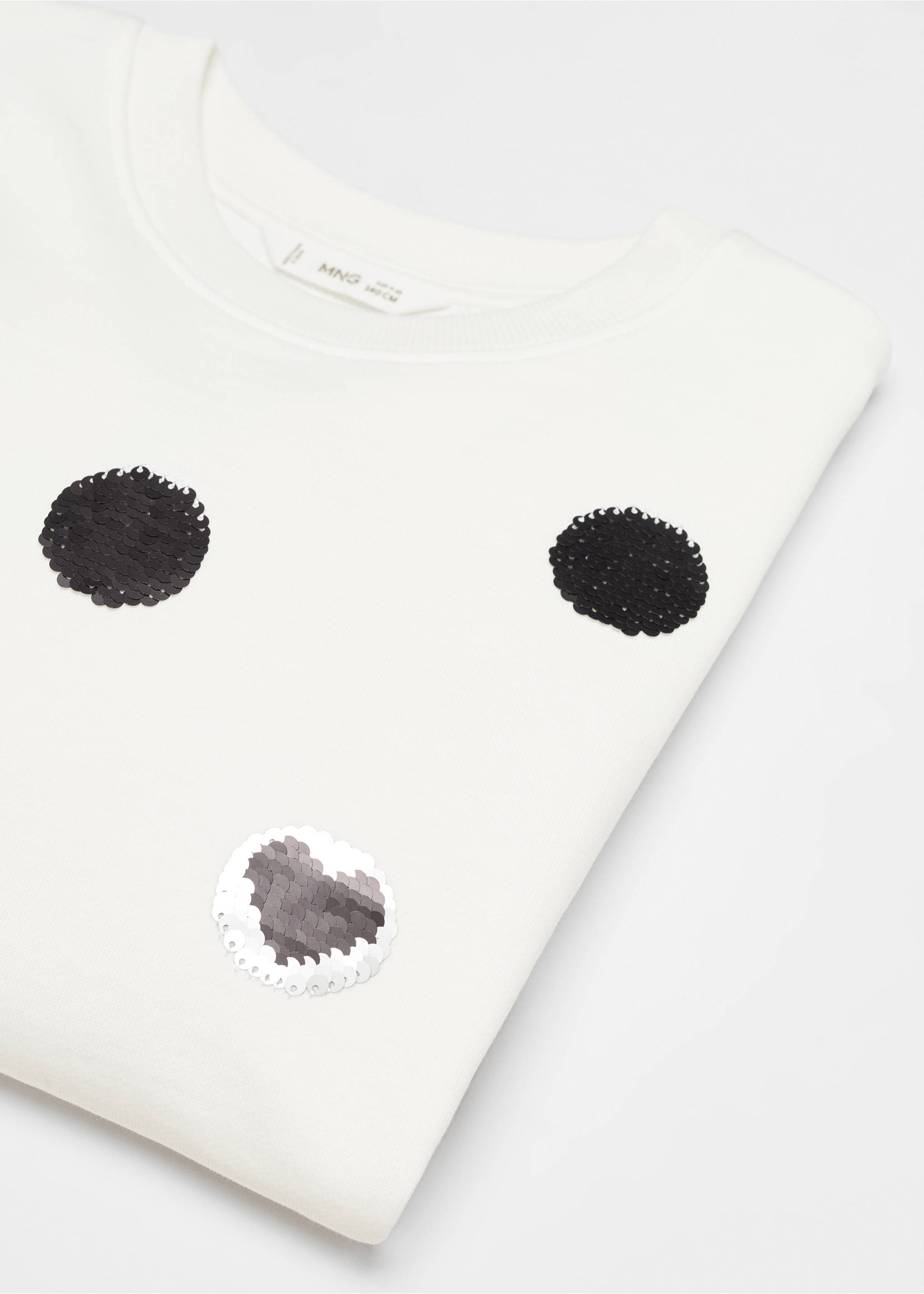 Cotton sweatshirt with sequins - Details of the article 8, Off White. Ref: 67084458-00.