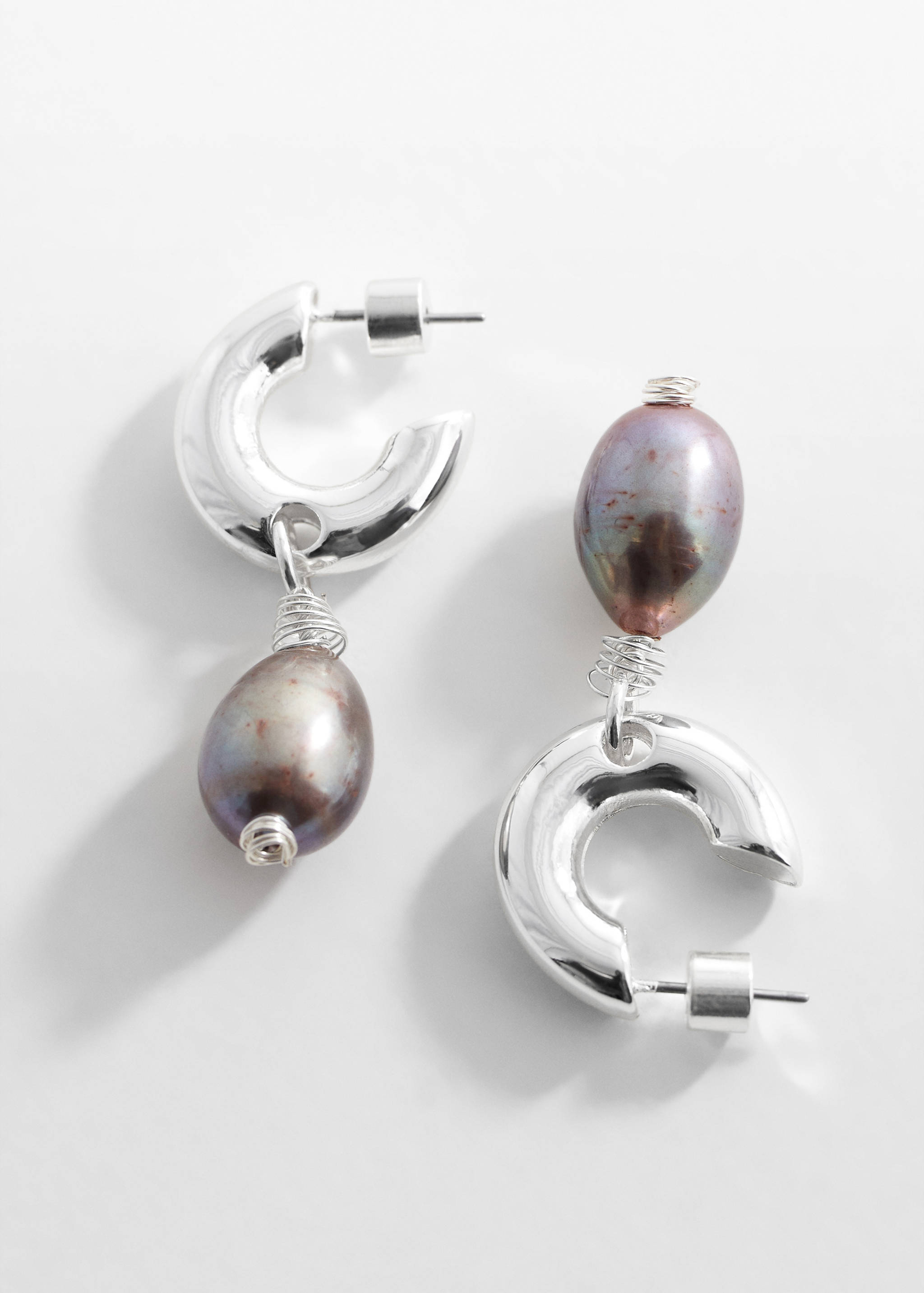 Natural pearl pendant earrings - Medium plane
