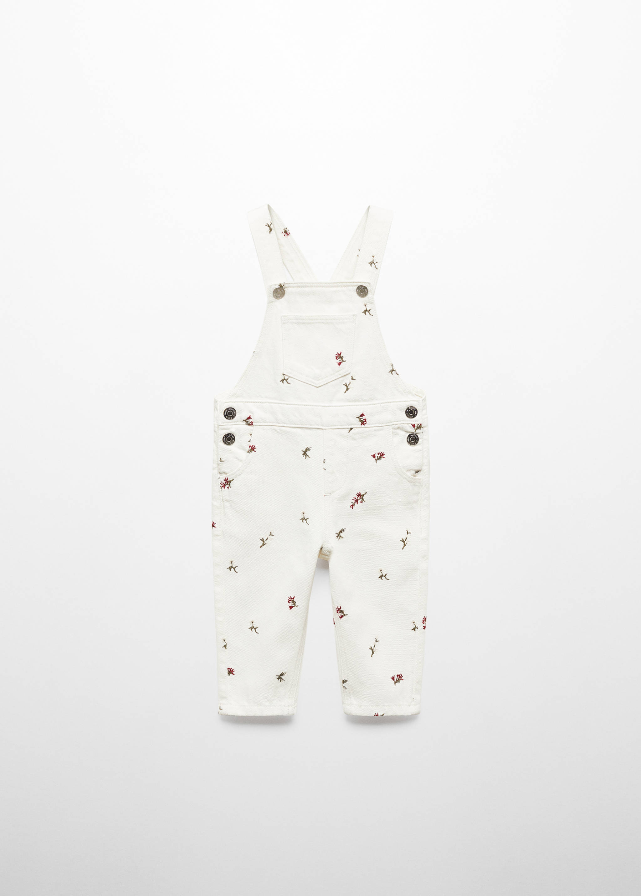 Broderade hängselbyxor i denim - Artikel utan modell