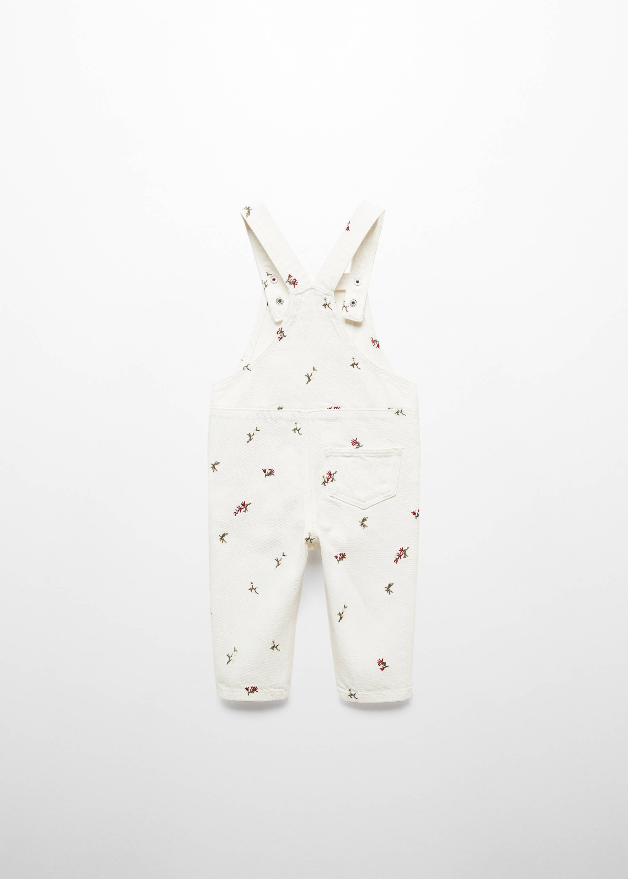 Broderade hängselbyxor i denim - Artikelns baksida