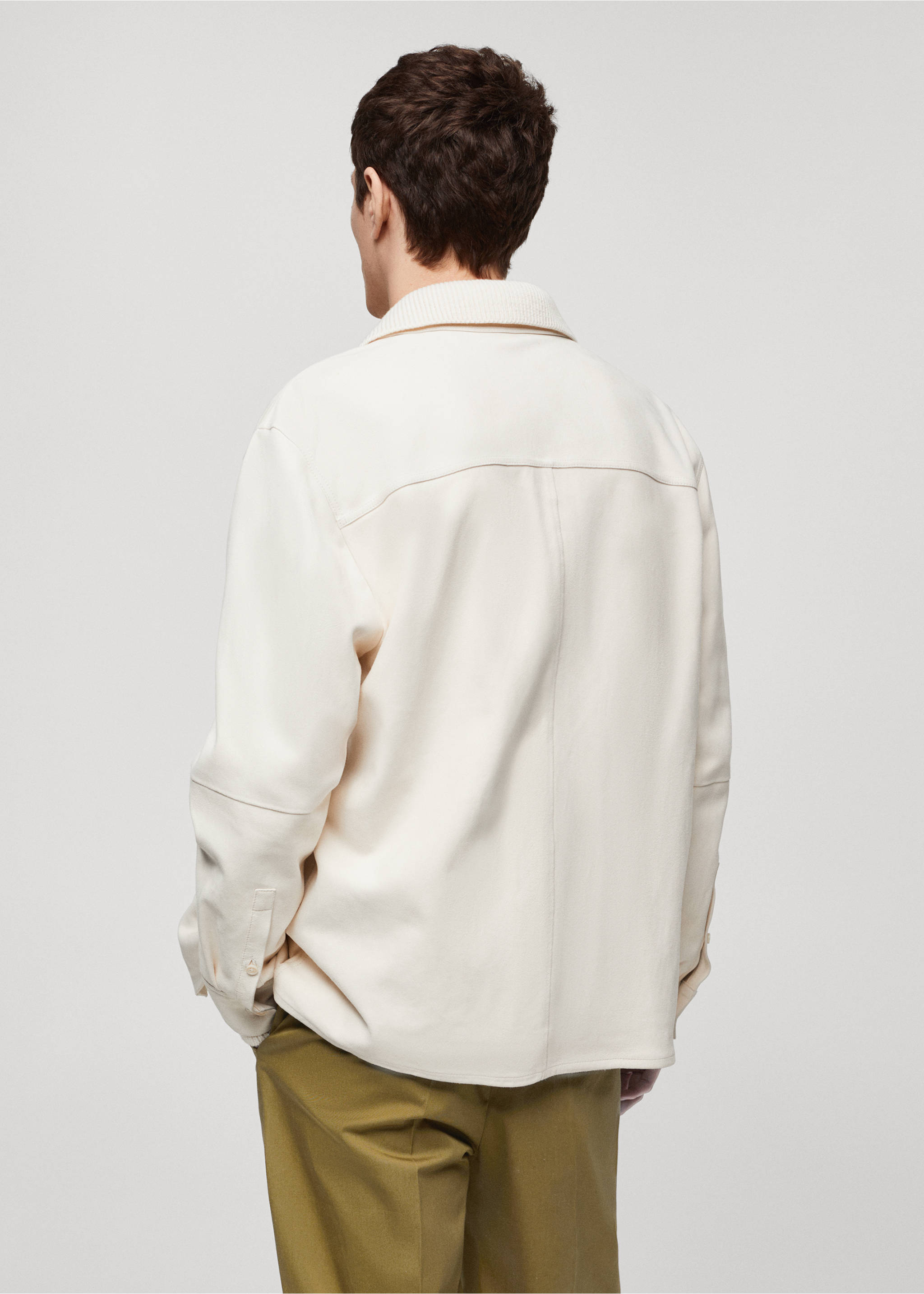 100% leather overshirt with pockets - Reverse of the article, Ecru. Ref: 67085137-00.
