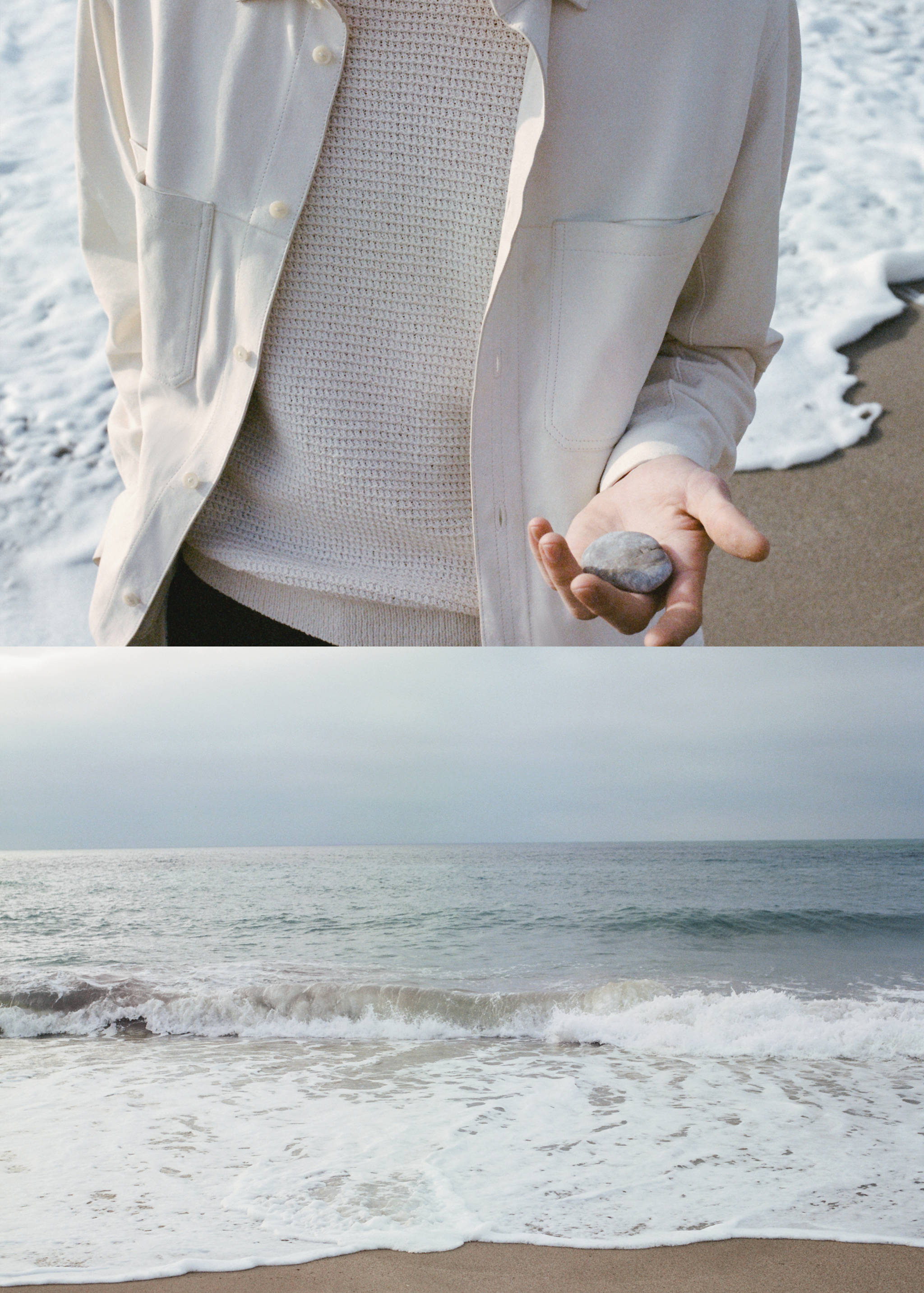 Overshirt aus 100 % Leder mit Taschen - Detail des Artikels 3, Ecru. Ref: 67085137-00.